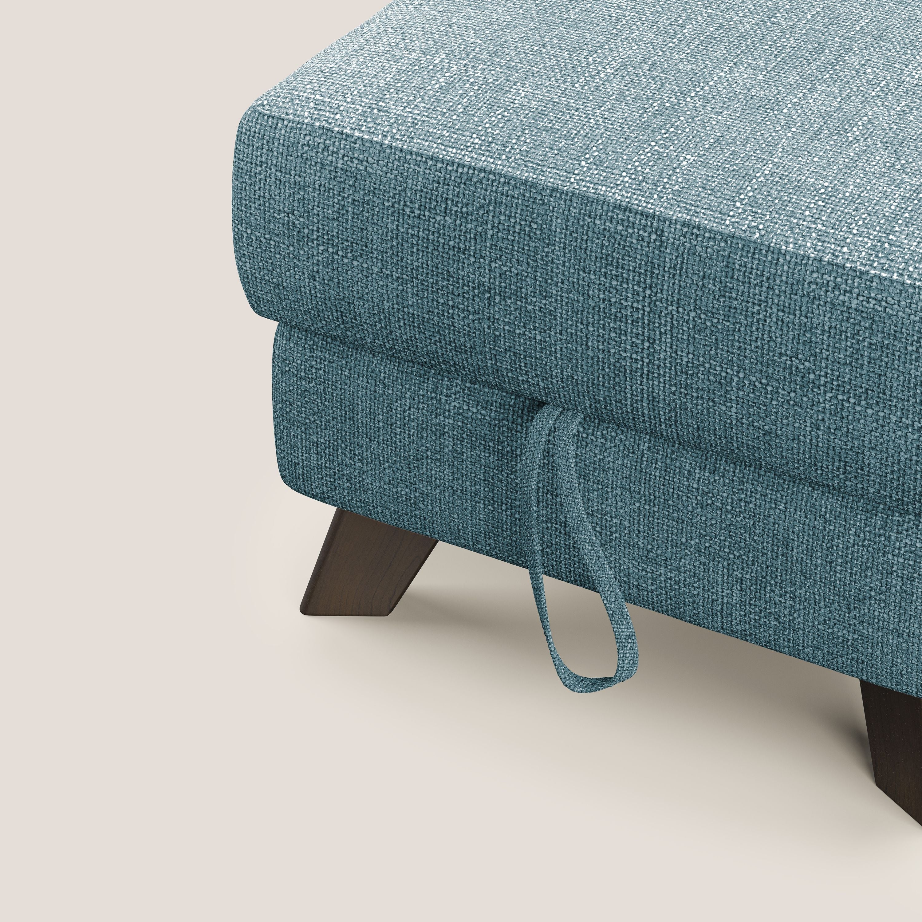 Moon Pouf coffre aux pieds hauts en tissu doux entrelacé soft-touch imperméable T06 bleu ciel - Image 6
