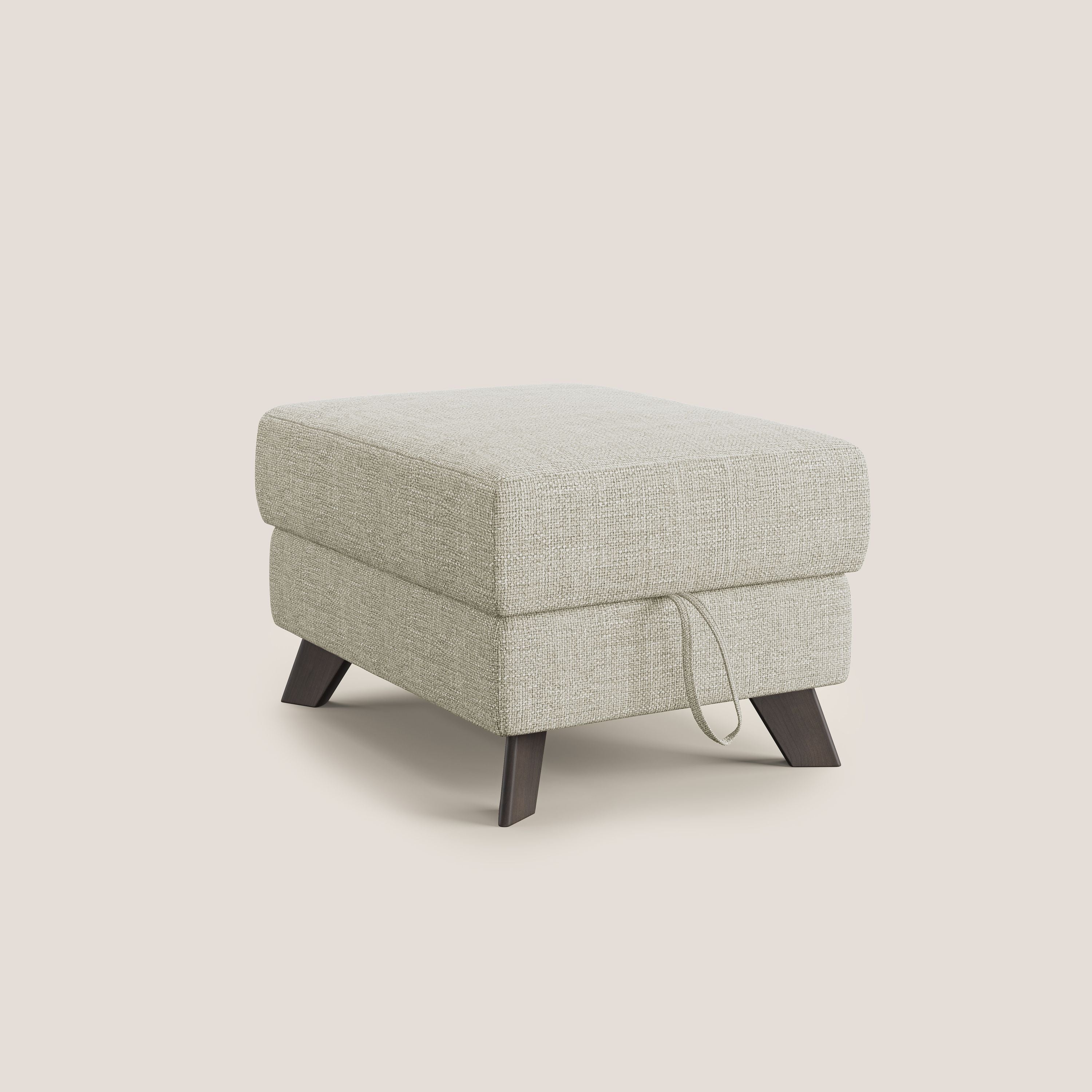 Moon Pouf coffre aux pieds hauts en tissu doux entrelacé soft-touch imperméable T06 crème - Image 8