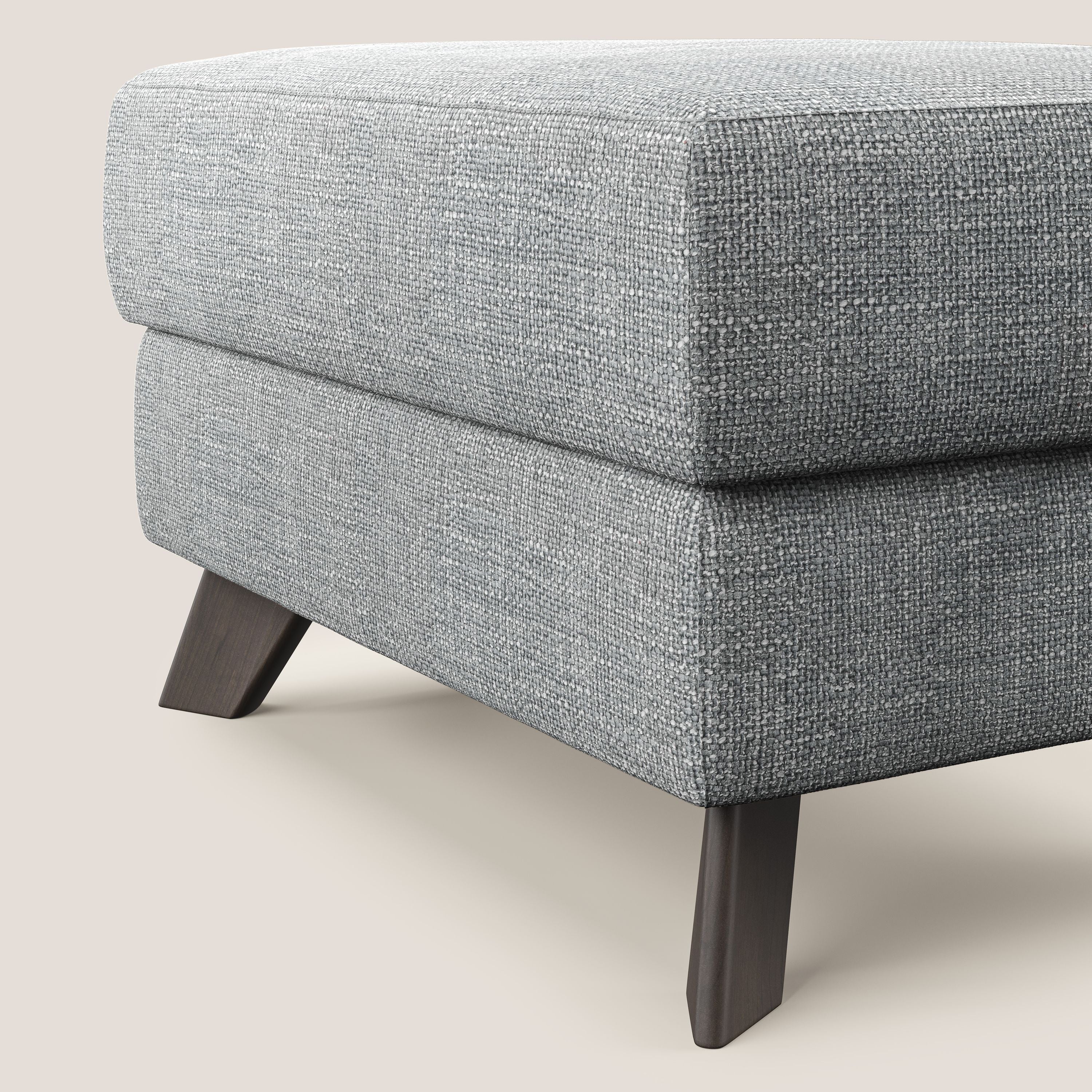 Moon Pouf coffre aux pieds hauts en tissu doux entrelacé soft-touch imperméable T06 gris - Image 4