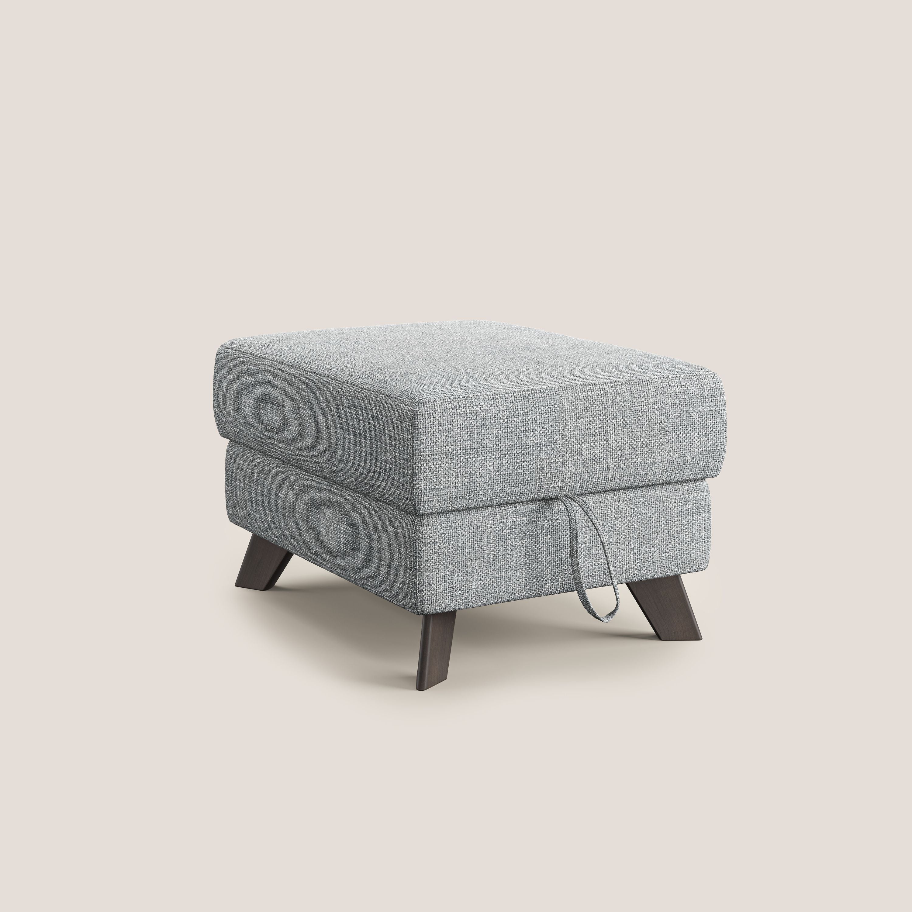 Moon Pouf coffre aux pieds hauts en tissu doux entrelacé soft-touch imperméable T06 gris - Image 8