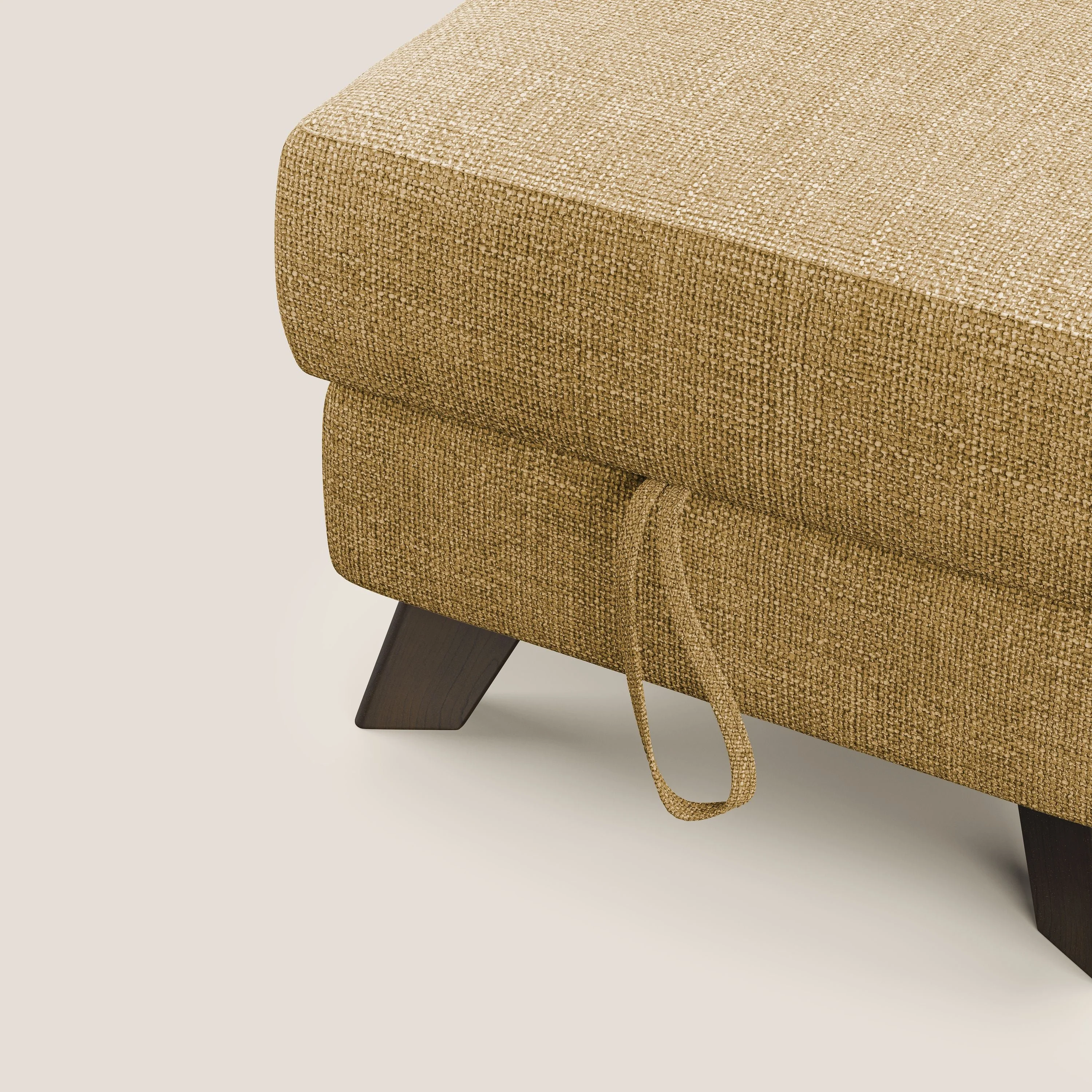 Moon Pouf coffre aux pieds hauts en tissu doux entrelacé soft-touch imperméable T06 jaune - Image 6