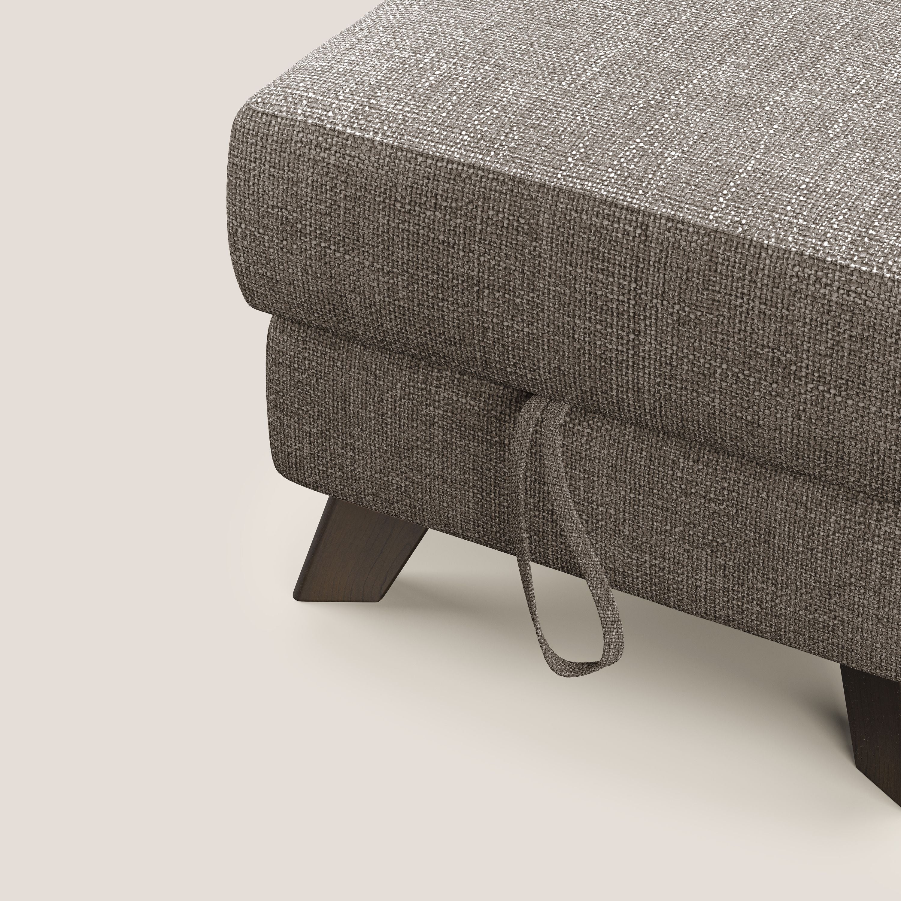 Moon Pouf coffre aux pieds hauts en tissu doux entrelacé soft-touch imperméable T06 marron - Image 6