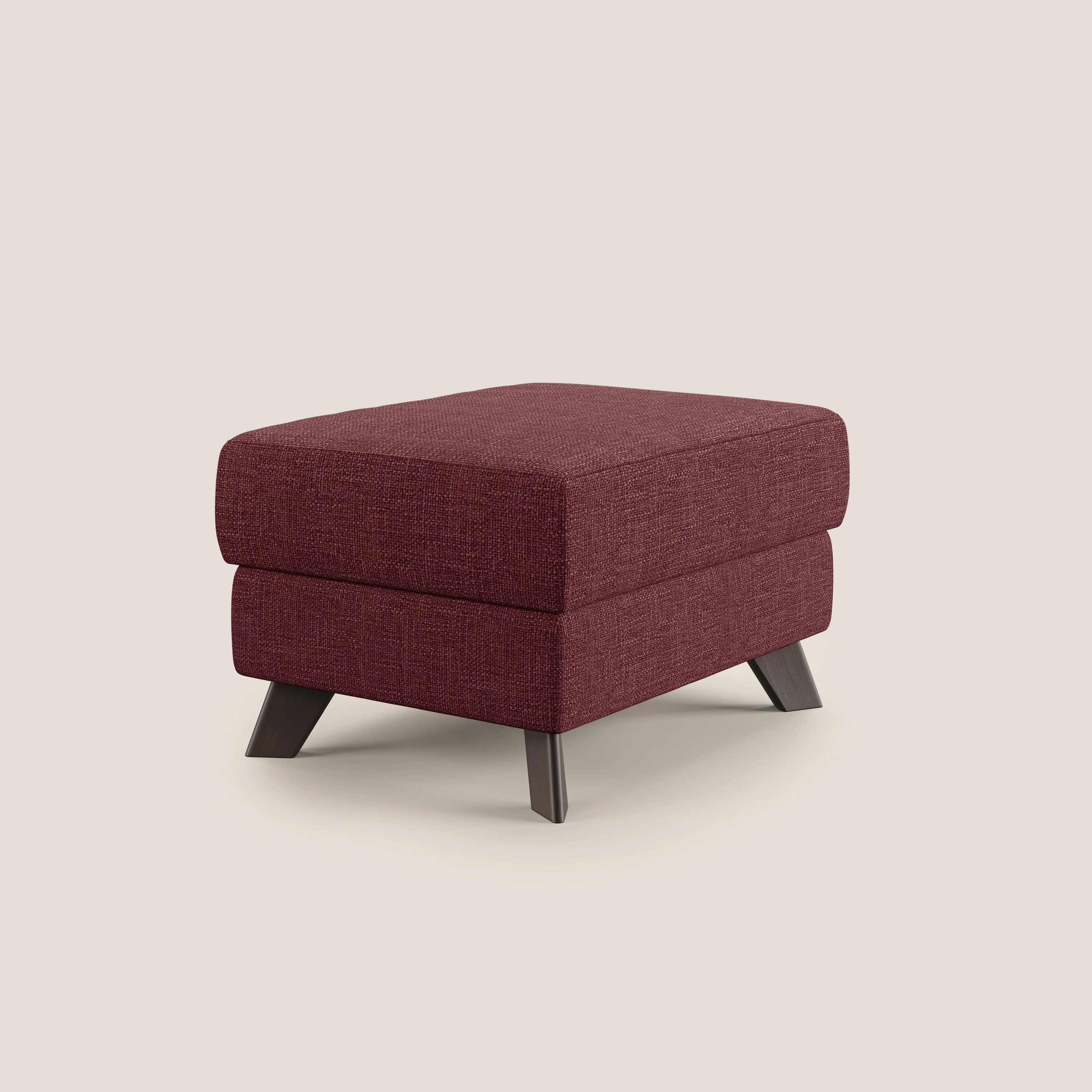 Moon Pouf coffre aux pieds hauts en tissu doux entrelacé soft-touch imperméable T06 rouge - Image 3