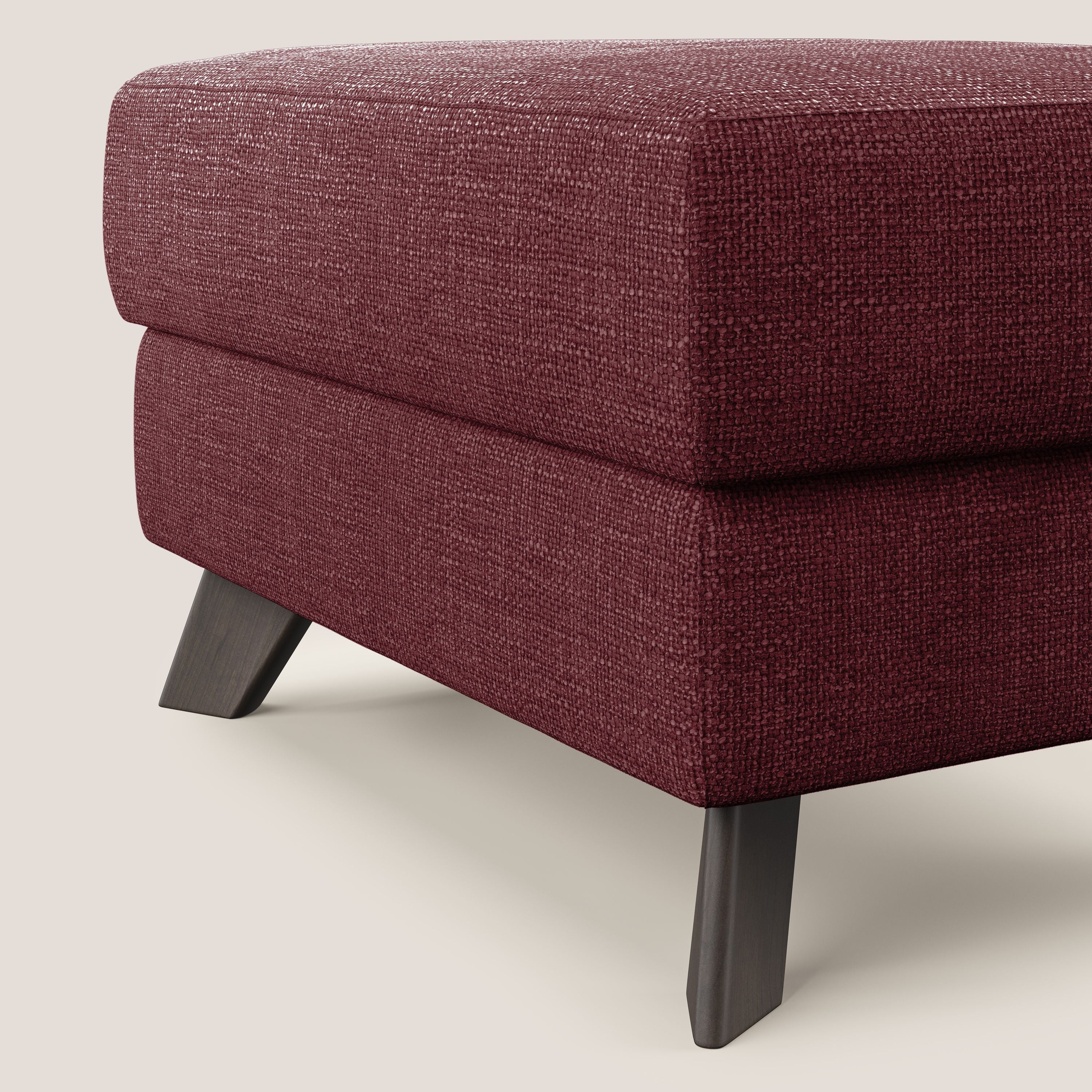 Moon Pouf coffre aux pieds hauts en tissu doux entrelacé soft-touch imperméable T06 rouge - Image 4