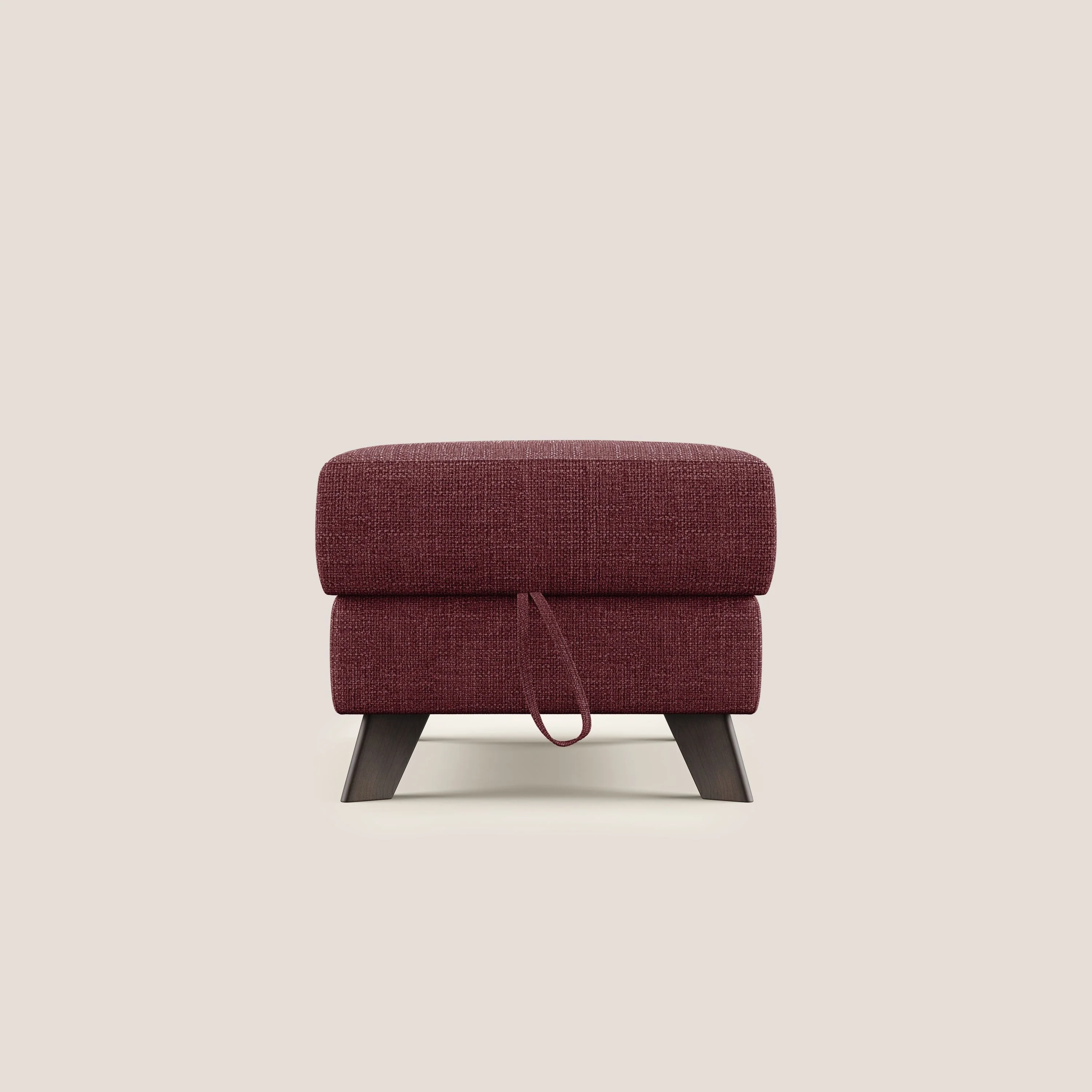 Moon Pouf coffre aux pieds hauts en tissu doux entrelacé soft-touch imperméable T06 rouge - Image 7