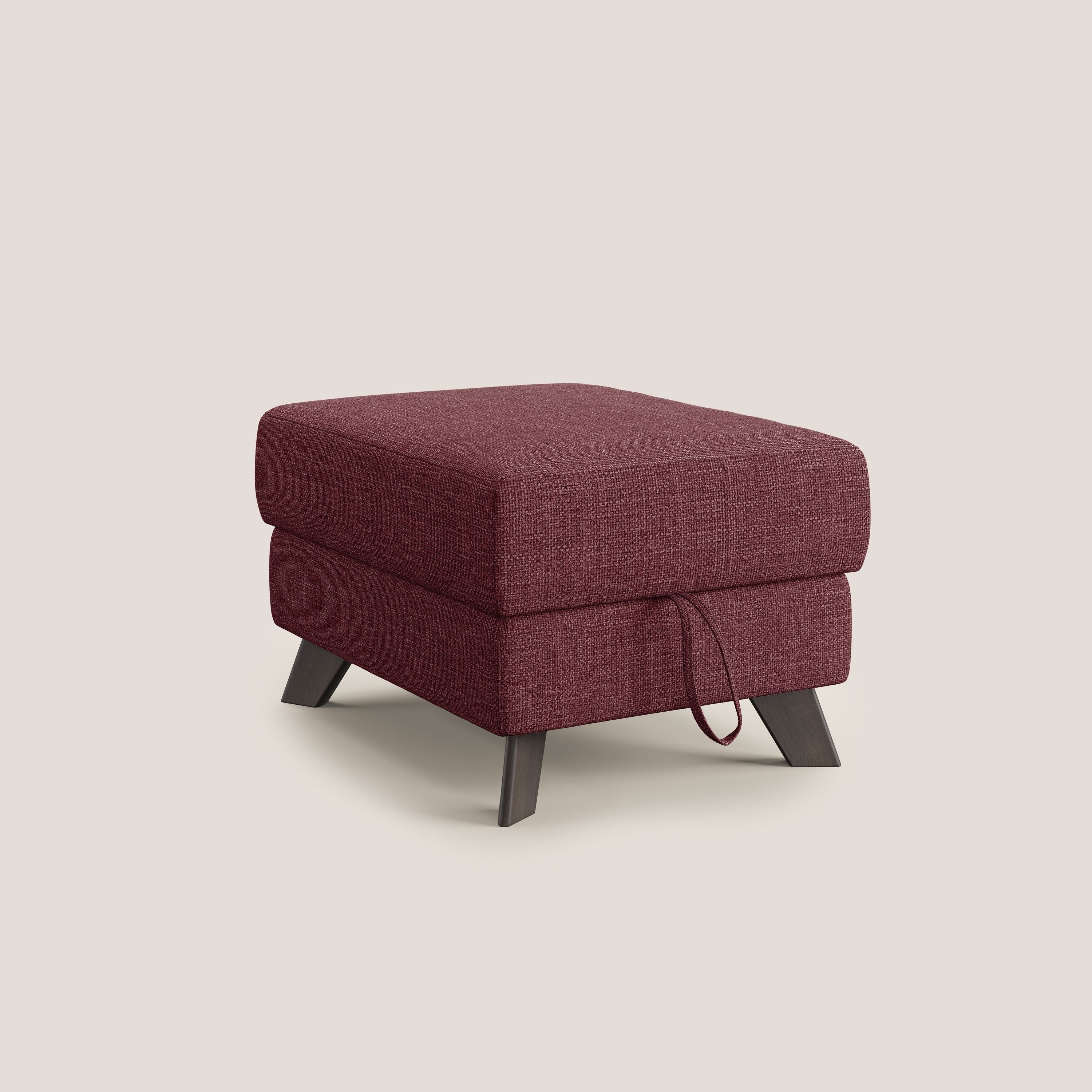 Moon Pouf coffre aux pieds hauts en tissu doux entrelacé soft-touch imperméable T06 rouge - Image 8