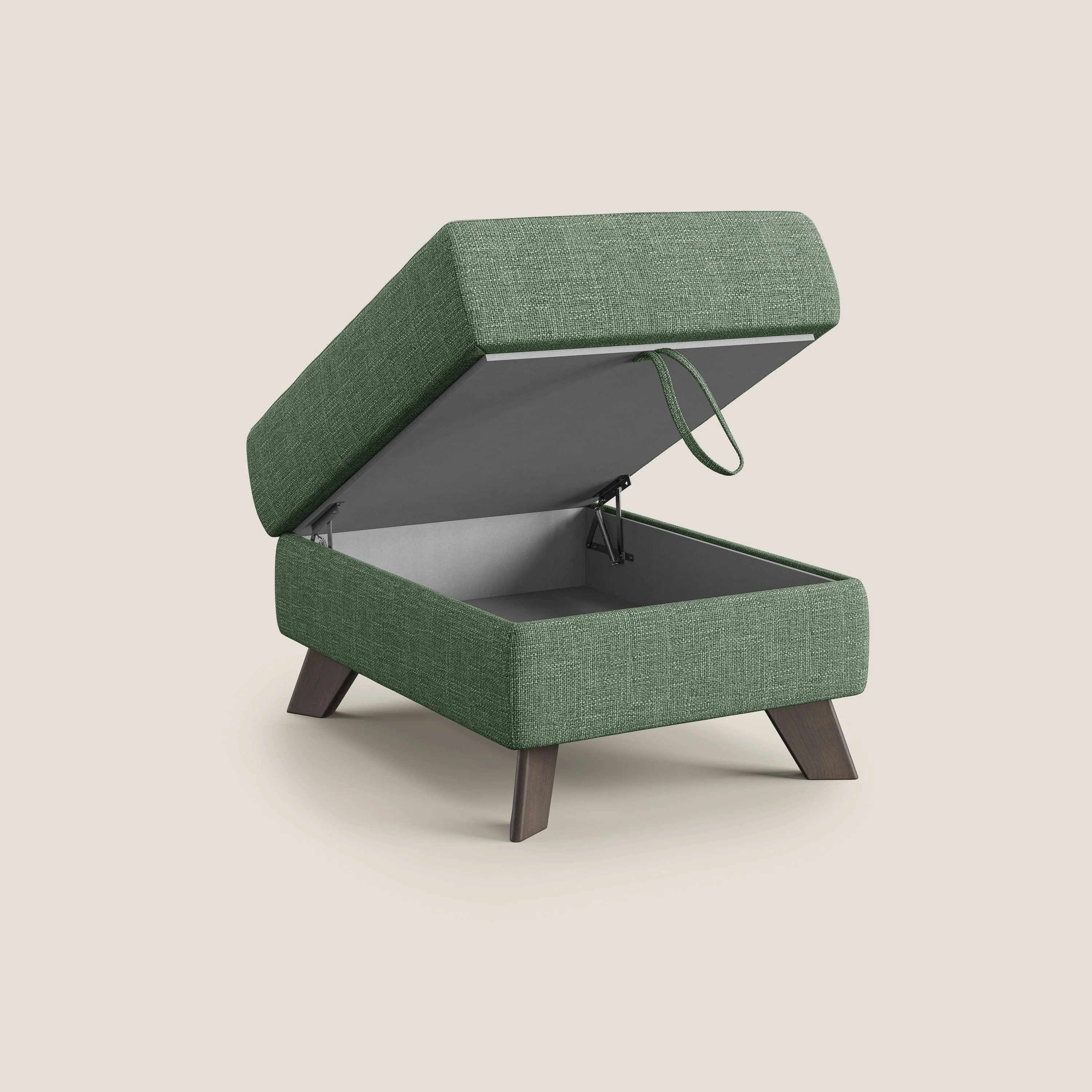 Moon Pouf coffre aux pieds hauts en tissu doux entrelacé soft-touch imperméable T06 vert - Image 2