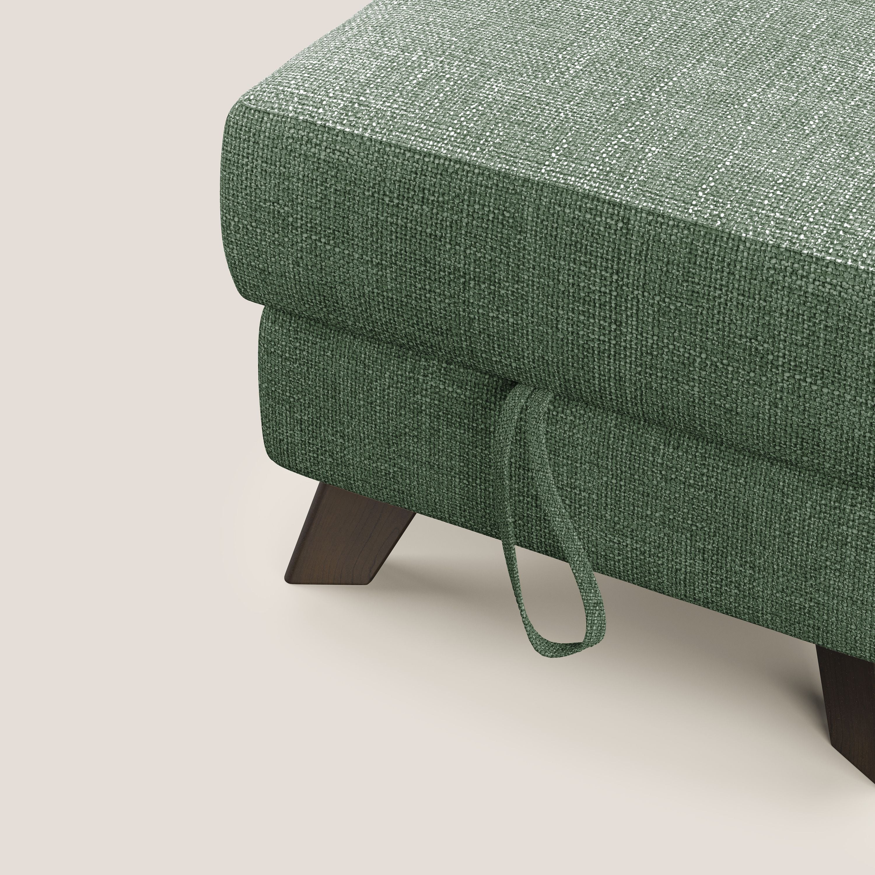 Moon Pouf coffre aux pieds hauts en tissu doux entrelacé soft-touch imperméable T06 vert - Image 6