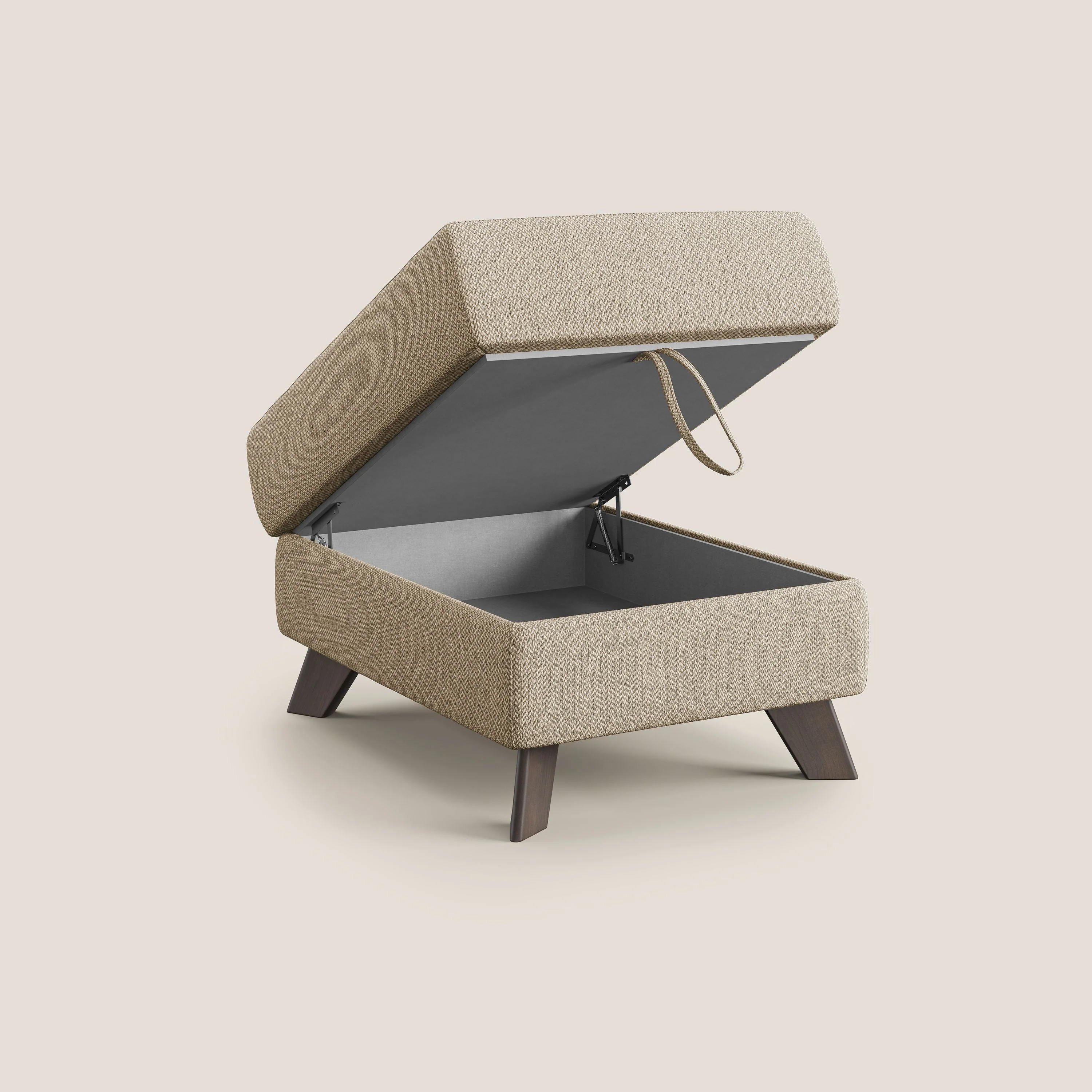 Moon Pouf coffre aux pieds hauts en tissu détachable avec l'eau T05 beige - Image 2