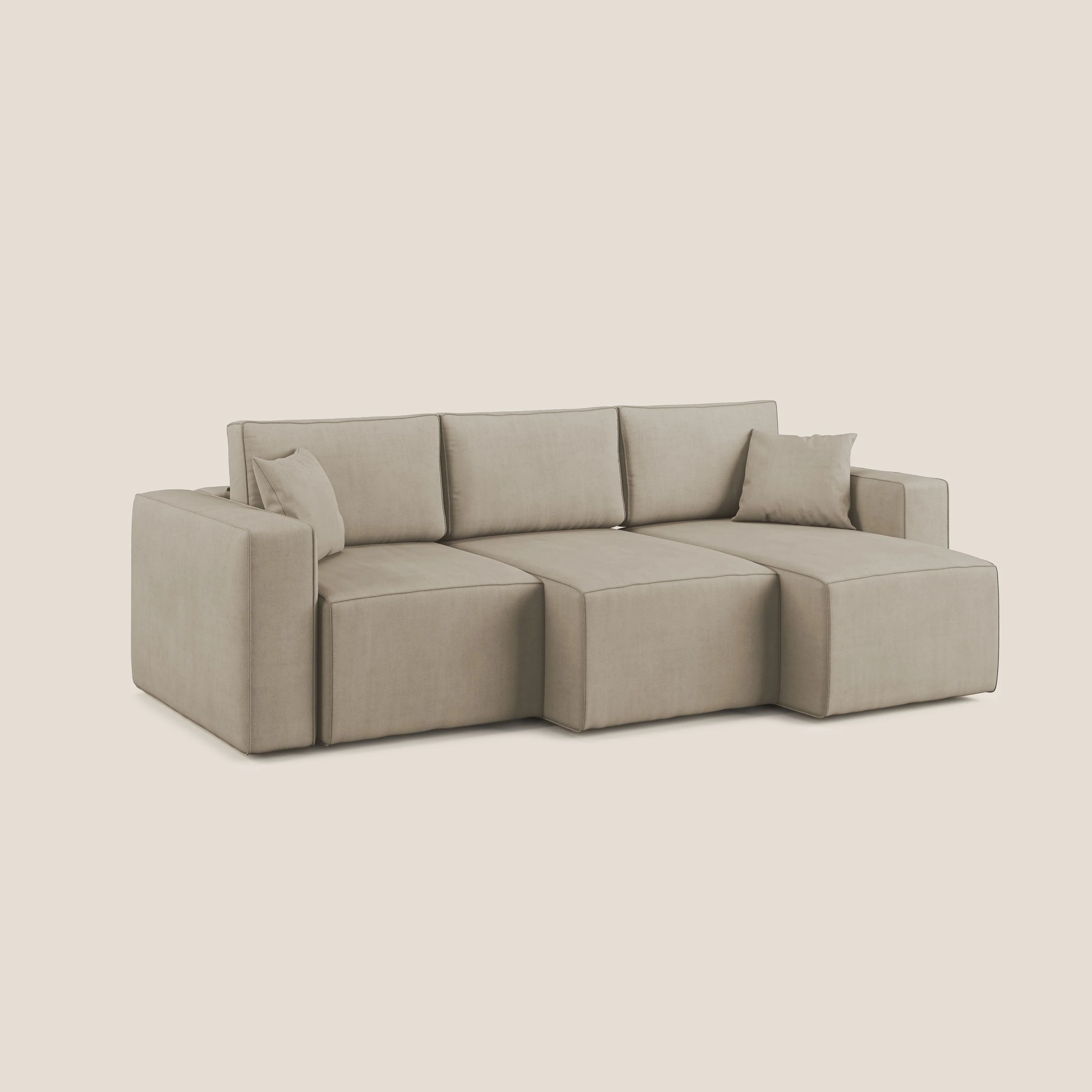 Morfeo Canapé avec 3 assises extractibles en tissu doux imperméable T02 beige - Image 2