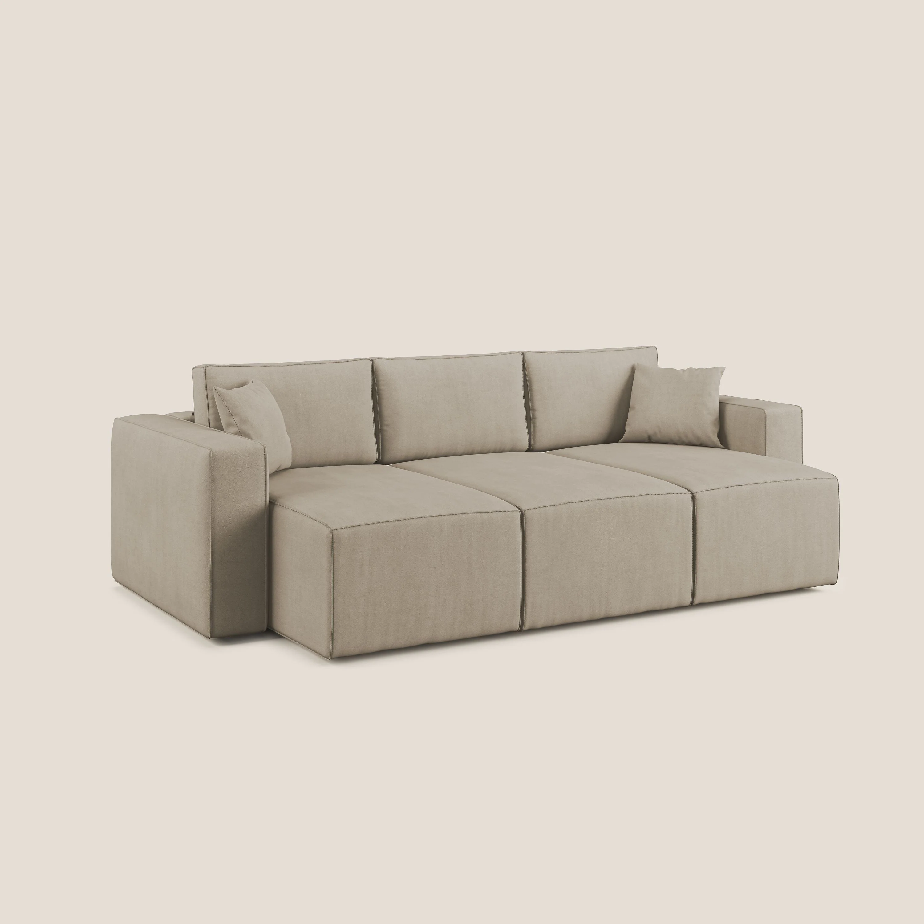 Morfeo Canapé avec 3 assises extractibles en tissu doux imperméable T02 beige - Image 9