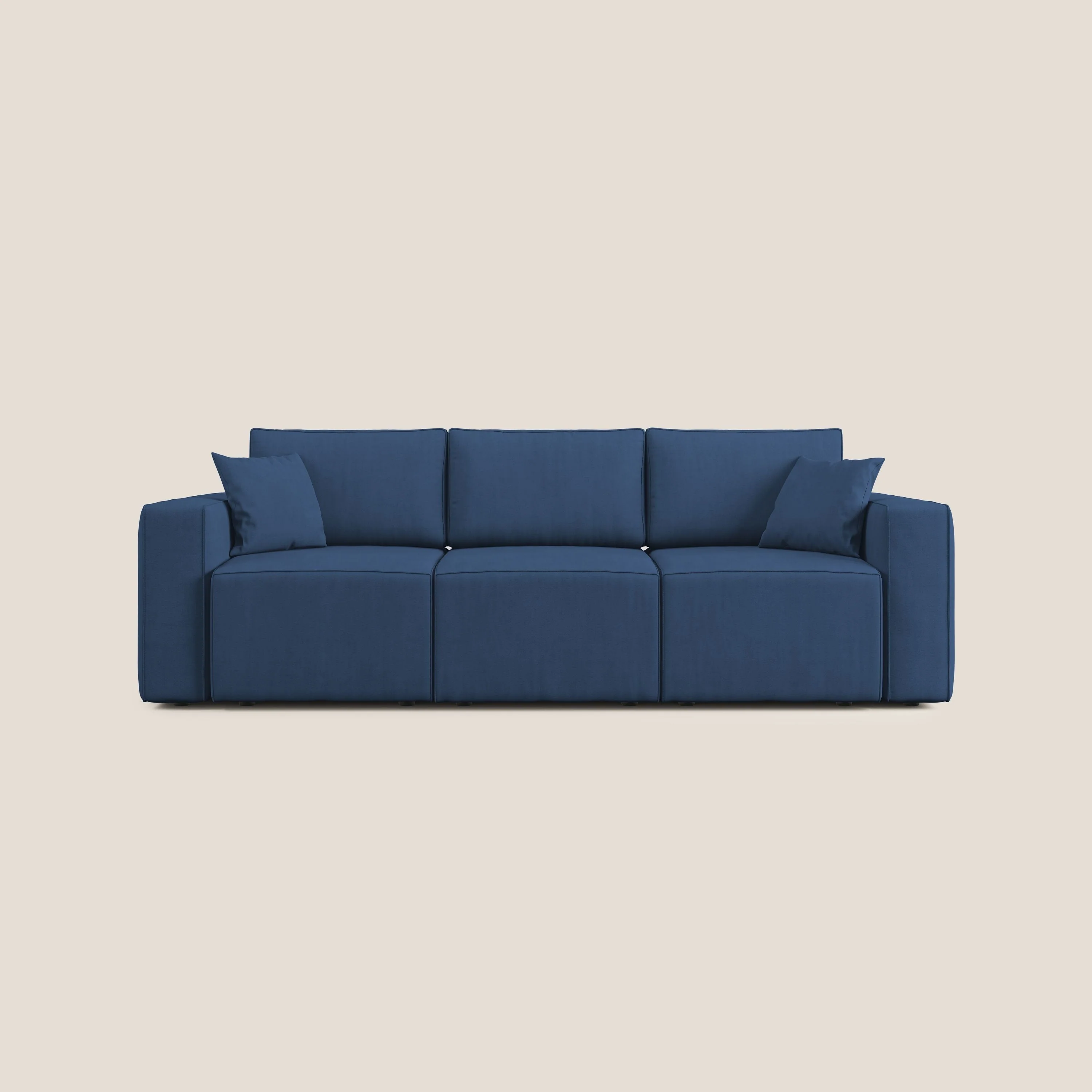 Morfeo Canapé avec 3 assises extractibles en tissu doux imperméable T02 bleu