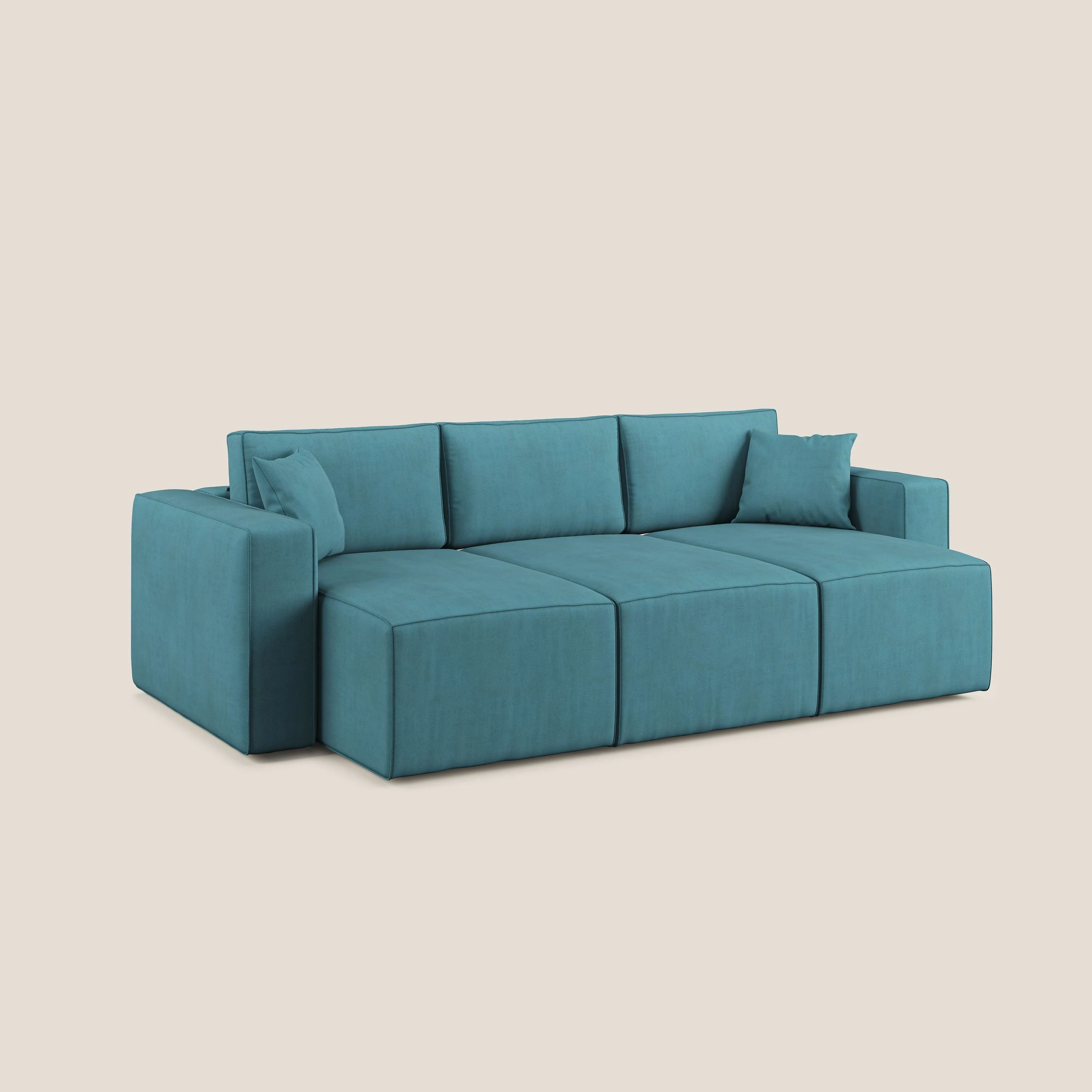 Morfeo Canapé avec 3 assises extractibles en tissu doux imperméable T02 bleu ciel - Image 11