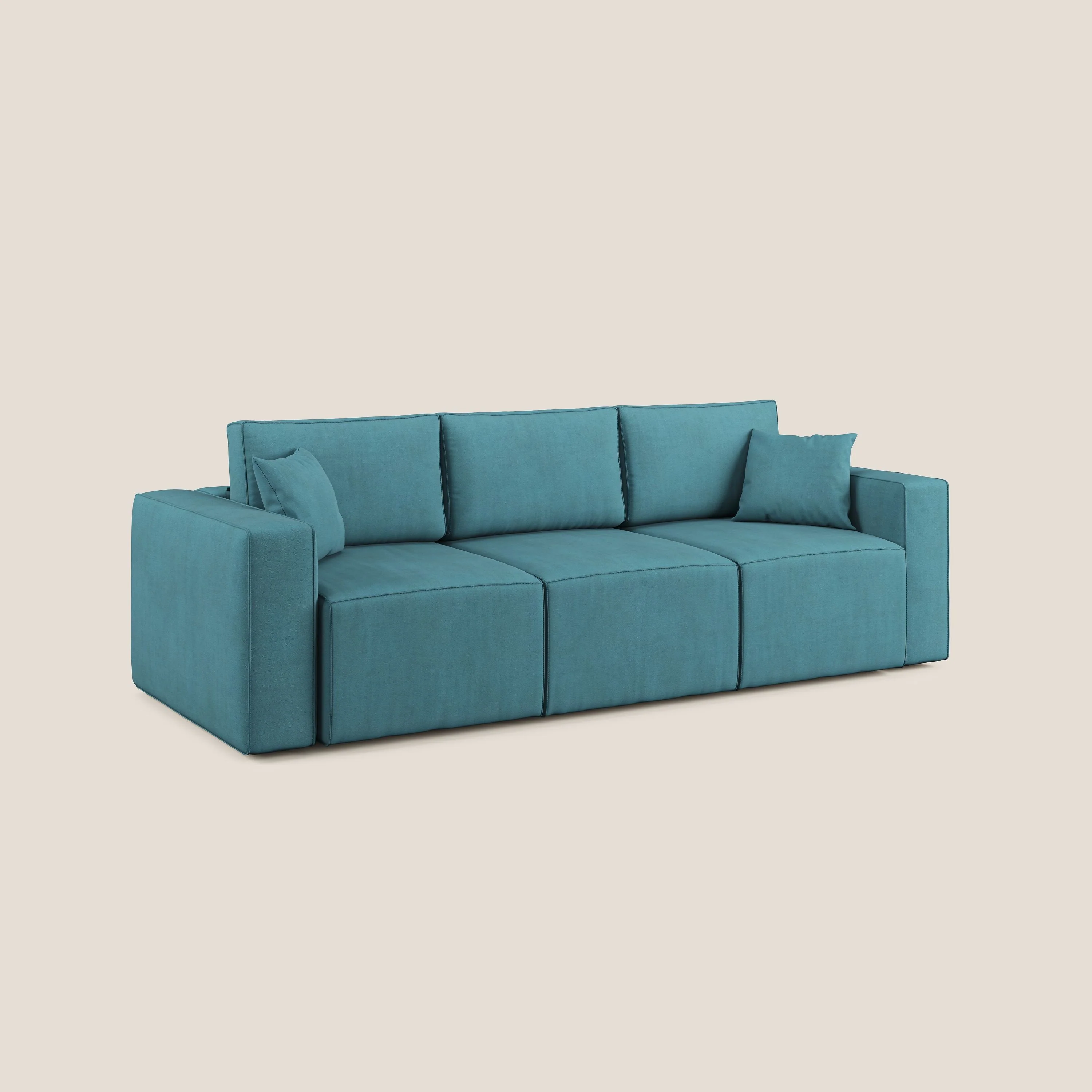 Morfeo Canapé avec 3 assises extractibles en tissu doux imperméable T02 bleu ciel - Image 5