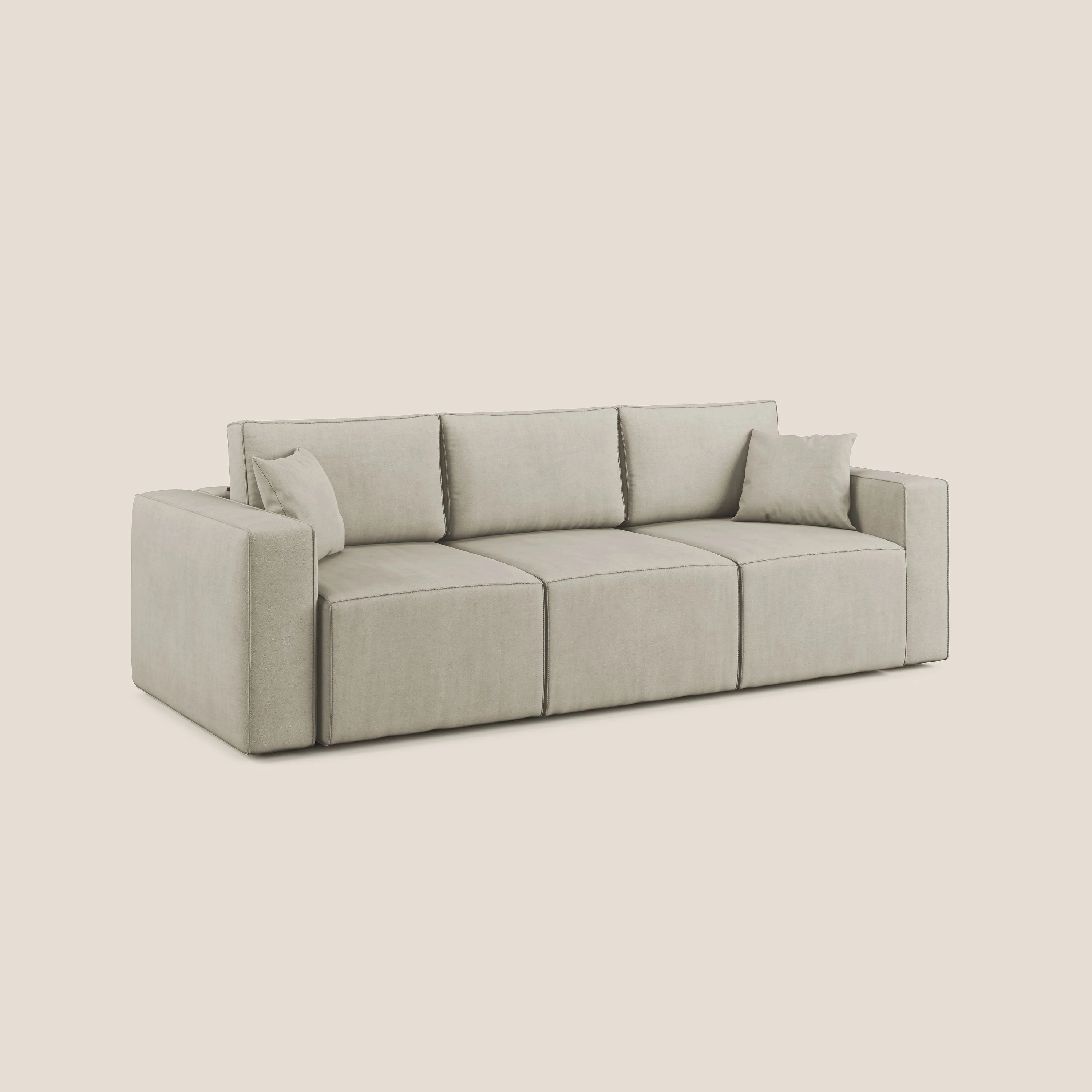 Morfeo Canapé avec 3 assises extractibles en tissu doux imperméable T02 crème - Image 3