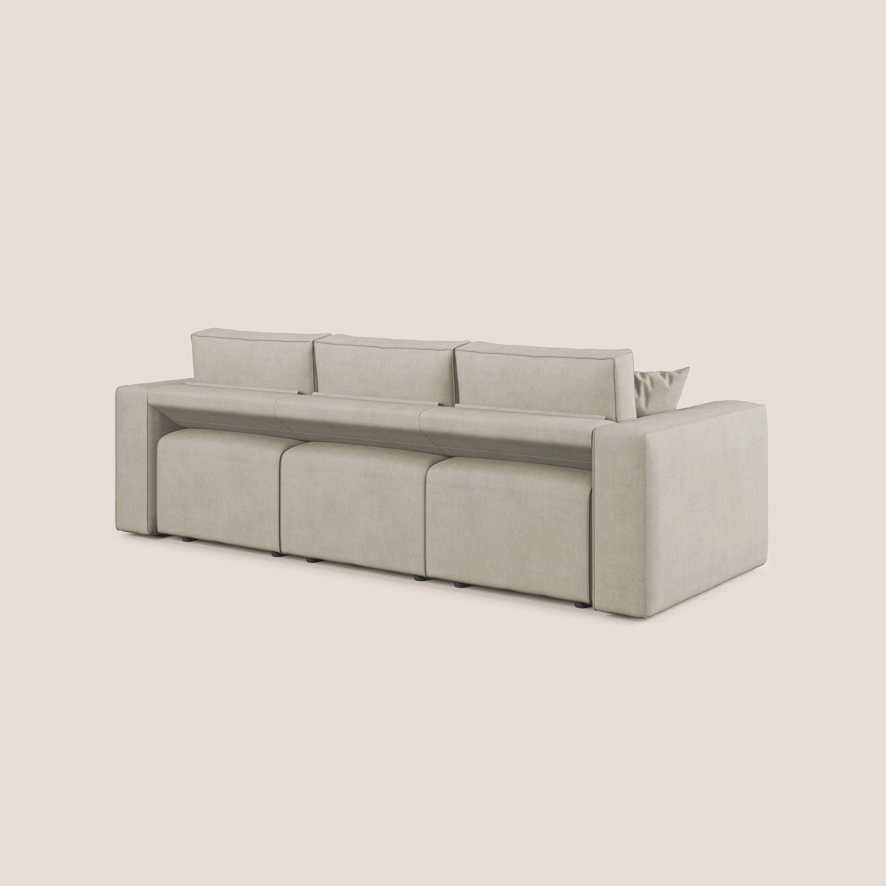 Morfeo Canapé avec 3 assises extractibles en tissu doux imperméable T02 crème - Image 5