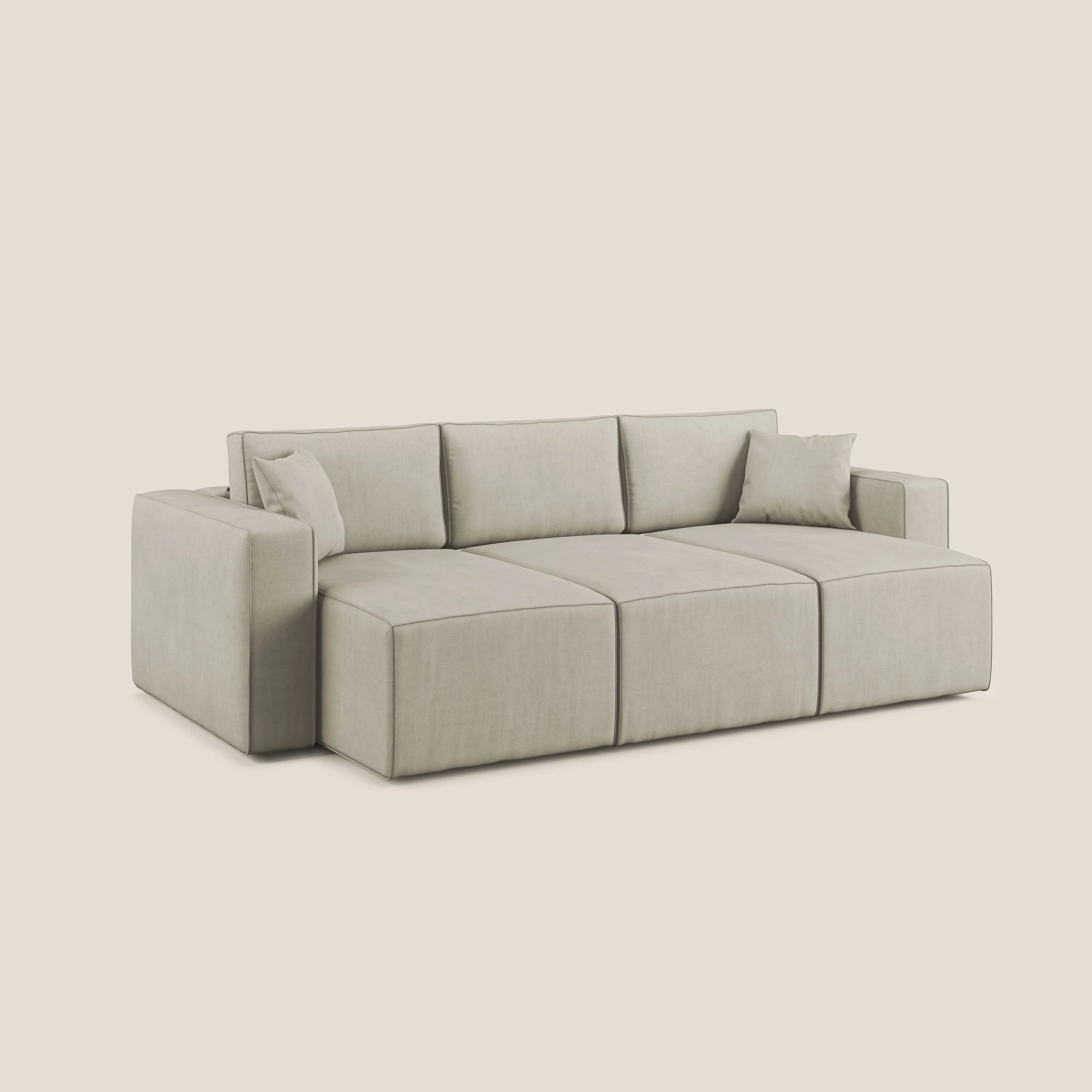 Morfeo Canapé avec 3 assises extractibles en tissu doux imperméable T02 crème - Image 9