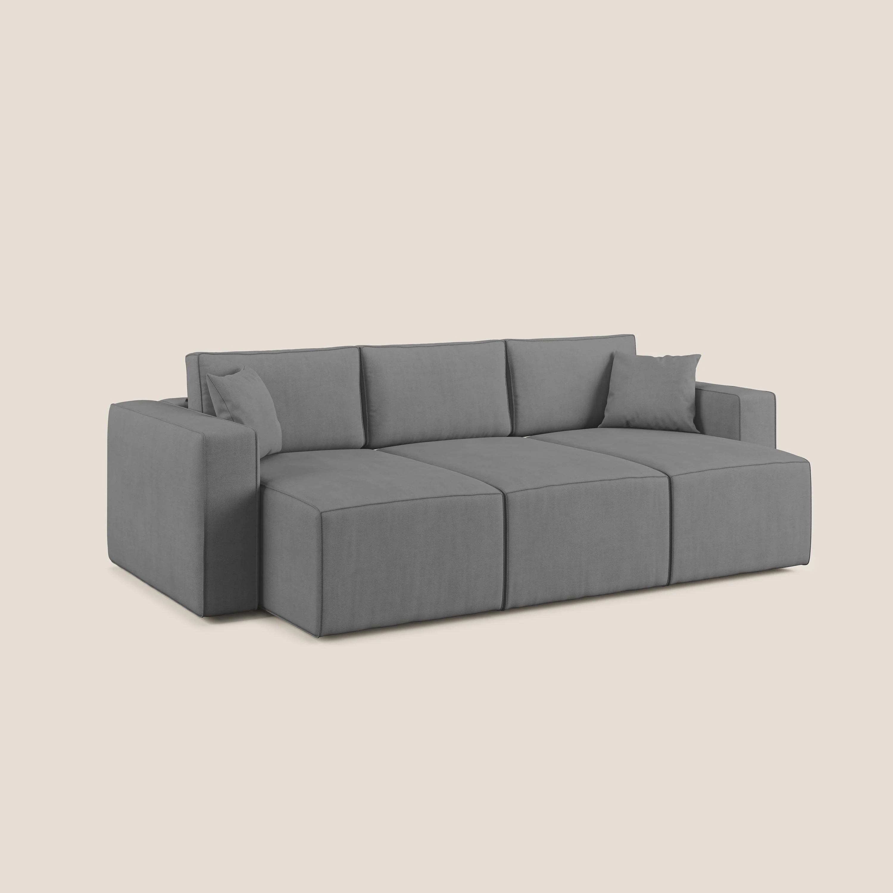 Morfeo Canapé avec 3 assises extractibles en tissu doux imperméable T02 gris - Image 9