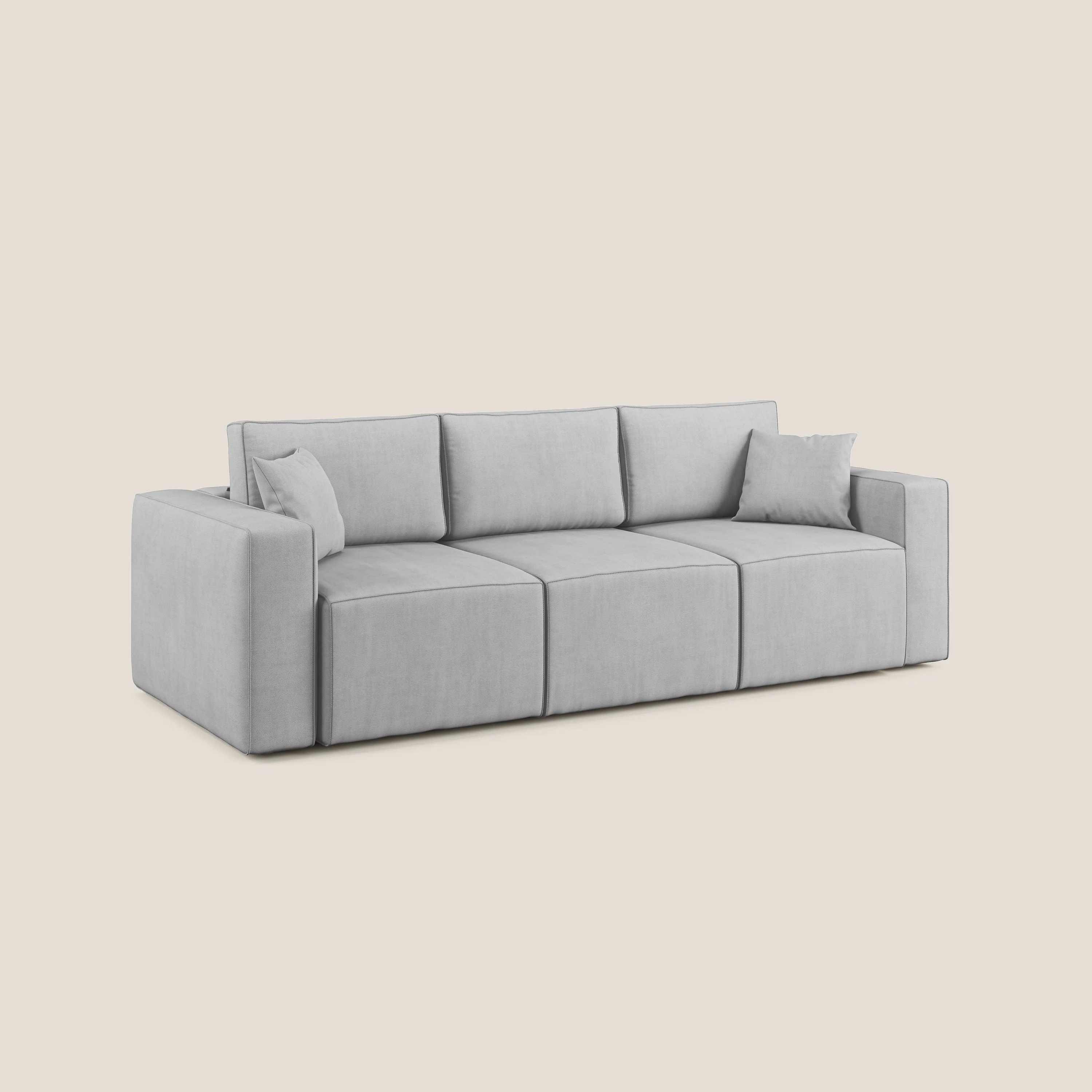 Morfeo Canapé avec 3 assises extractibles en tissu doux imperméable T02 gris clair - Image 3