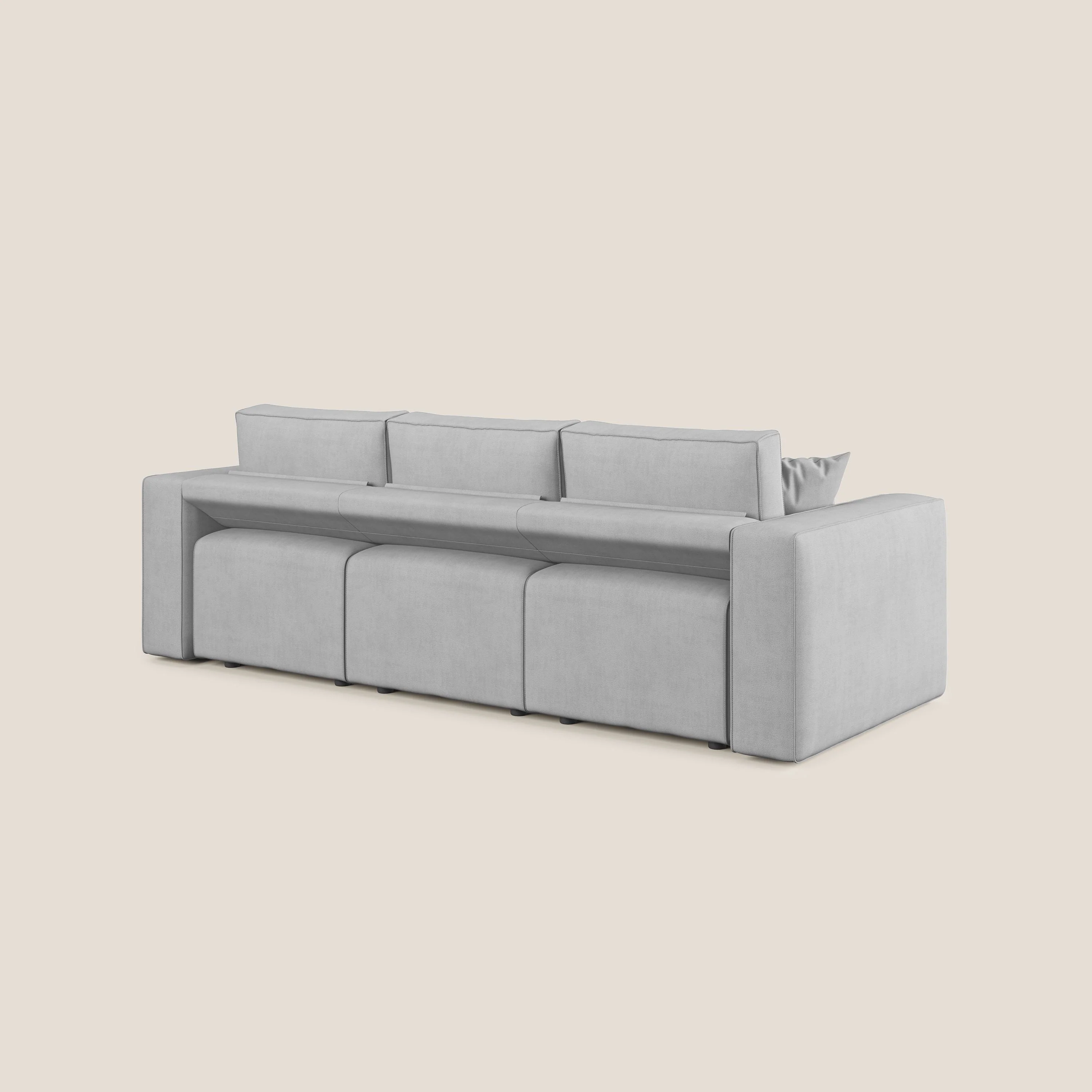 Morfeo Canapé avec 3 assises extractibles en tissu doux imperméable T02 gris clair - Image 5