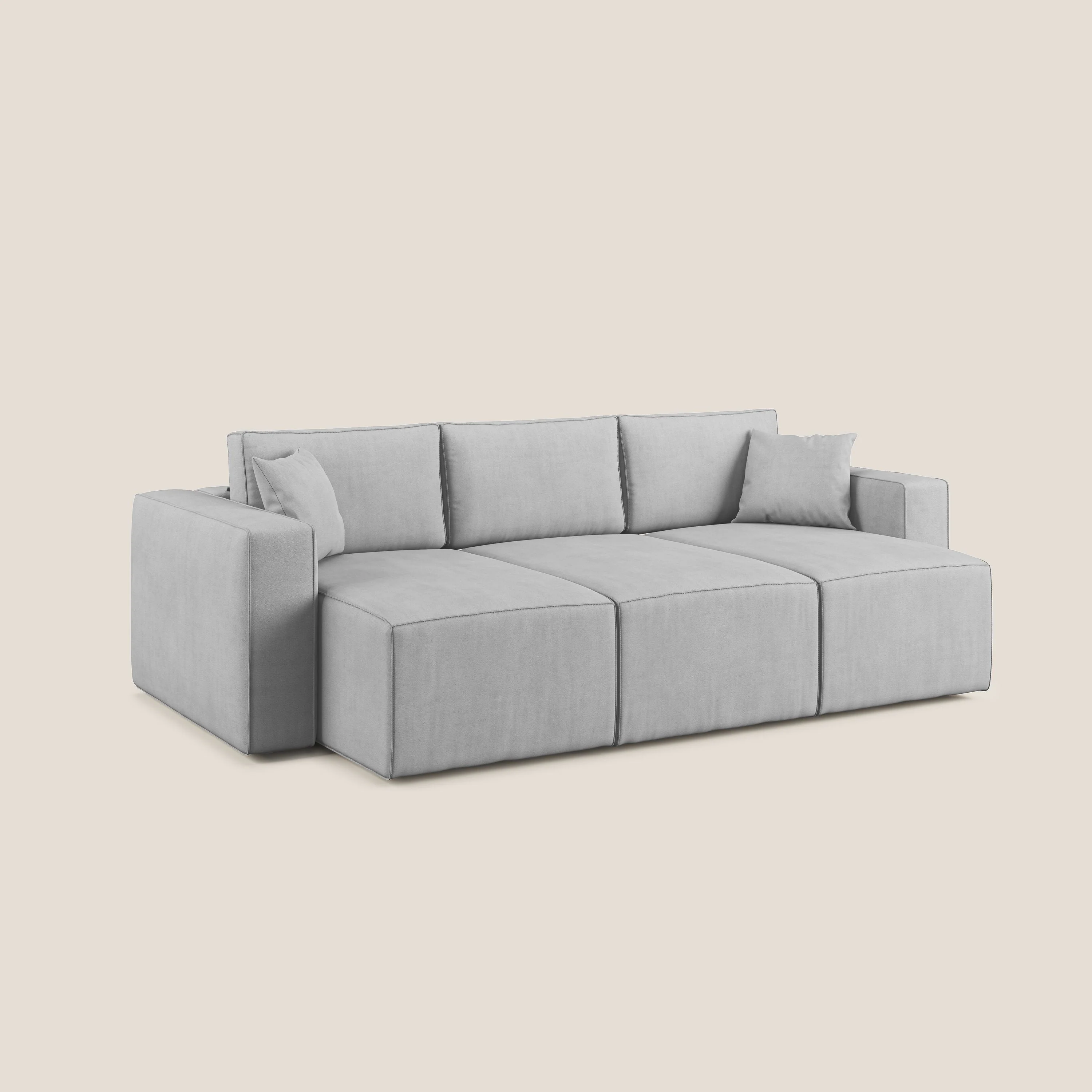 Morfeo Canapé avec 3 assises extractibles en tissu doux imperméable T02 gris clair - Image 9