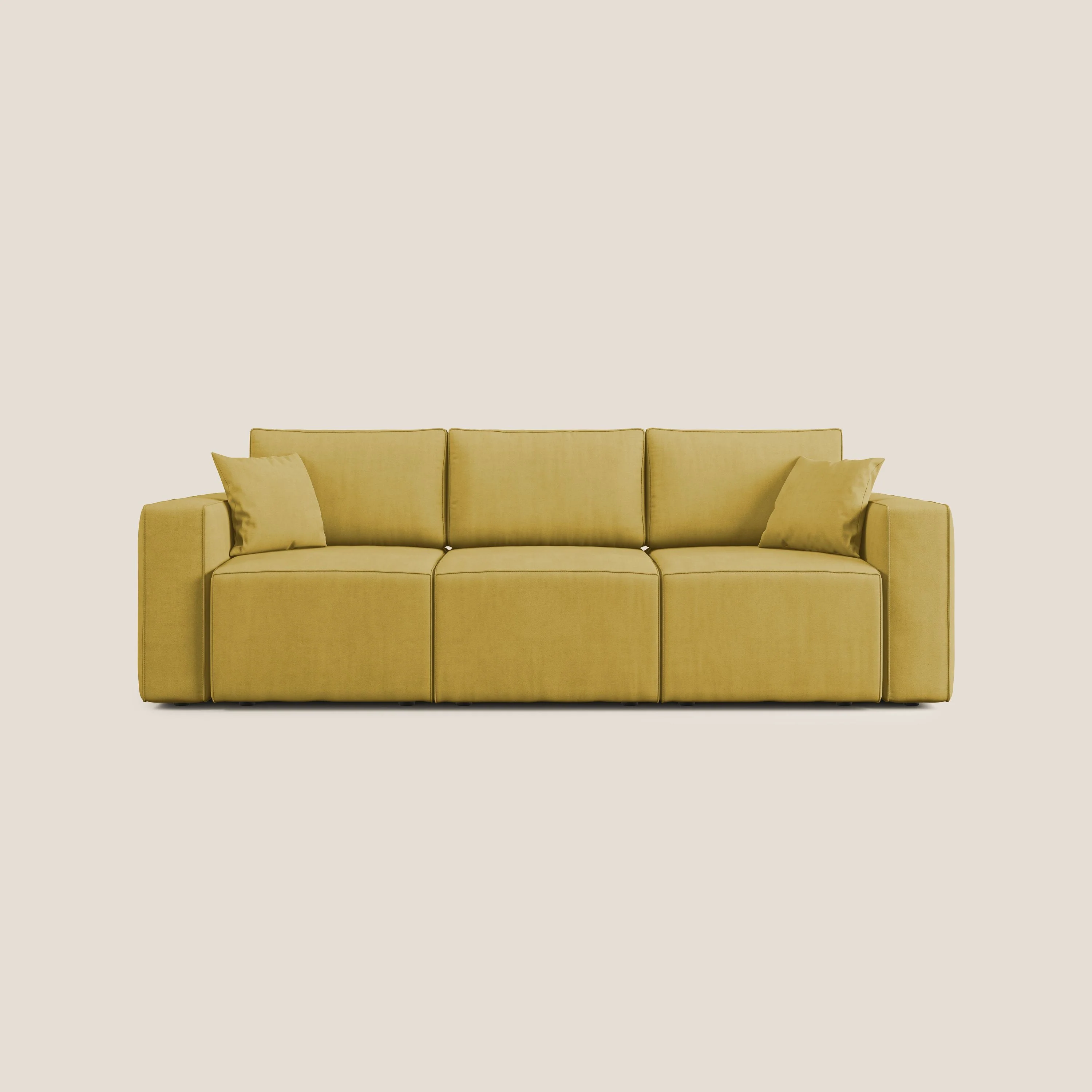 Morfeo Canapé avec 3 assises extractibles en tissu doux imperméable T02 jaune