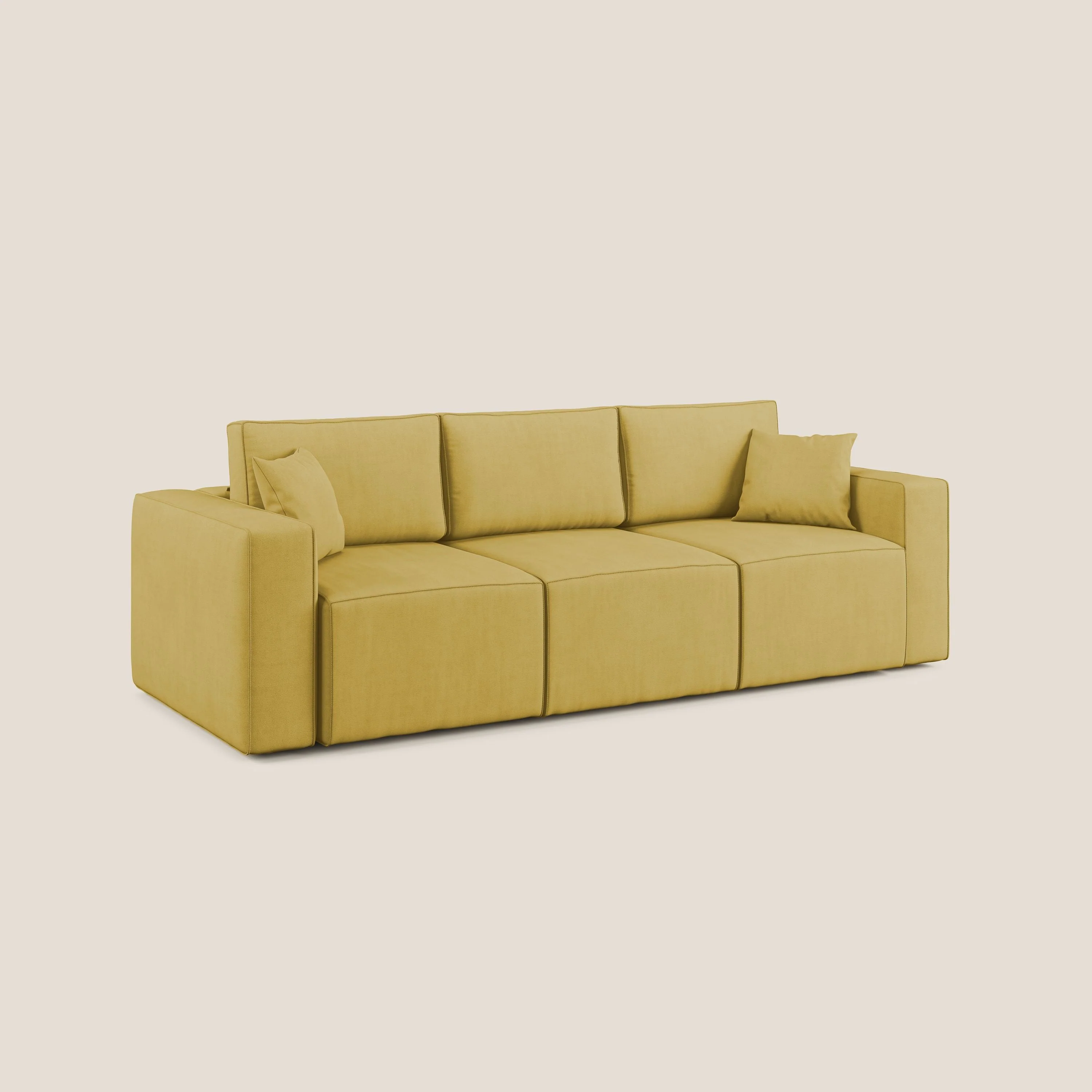 Morfeo Canapé avec 3 assises extractibles en tissu doux imperméable T02 jaune - Image 3