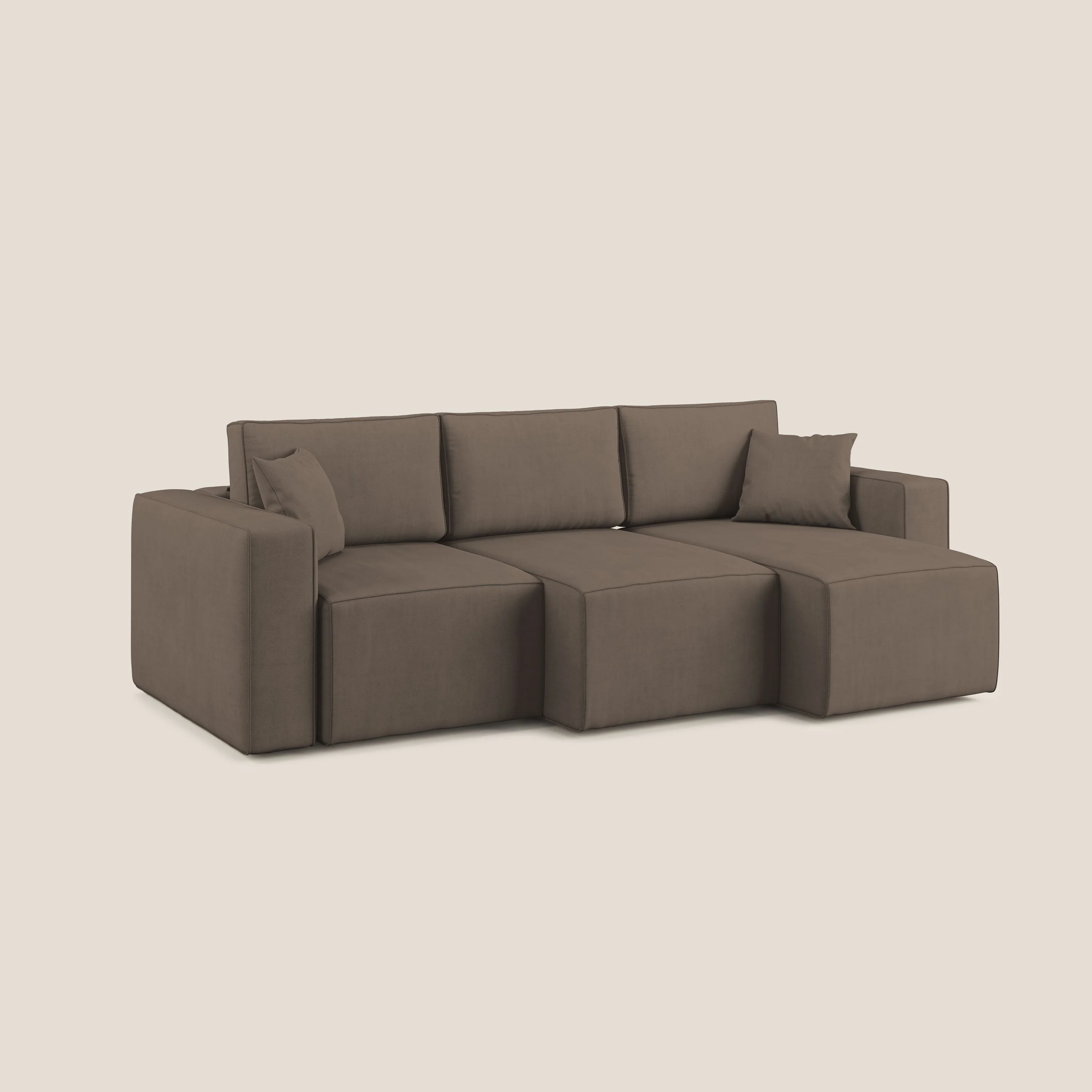 Morfeo Canapé avec 3 assises extractibles en tissu doux imperméable T02 marron - Image 2