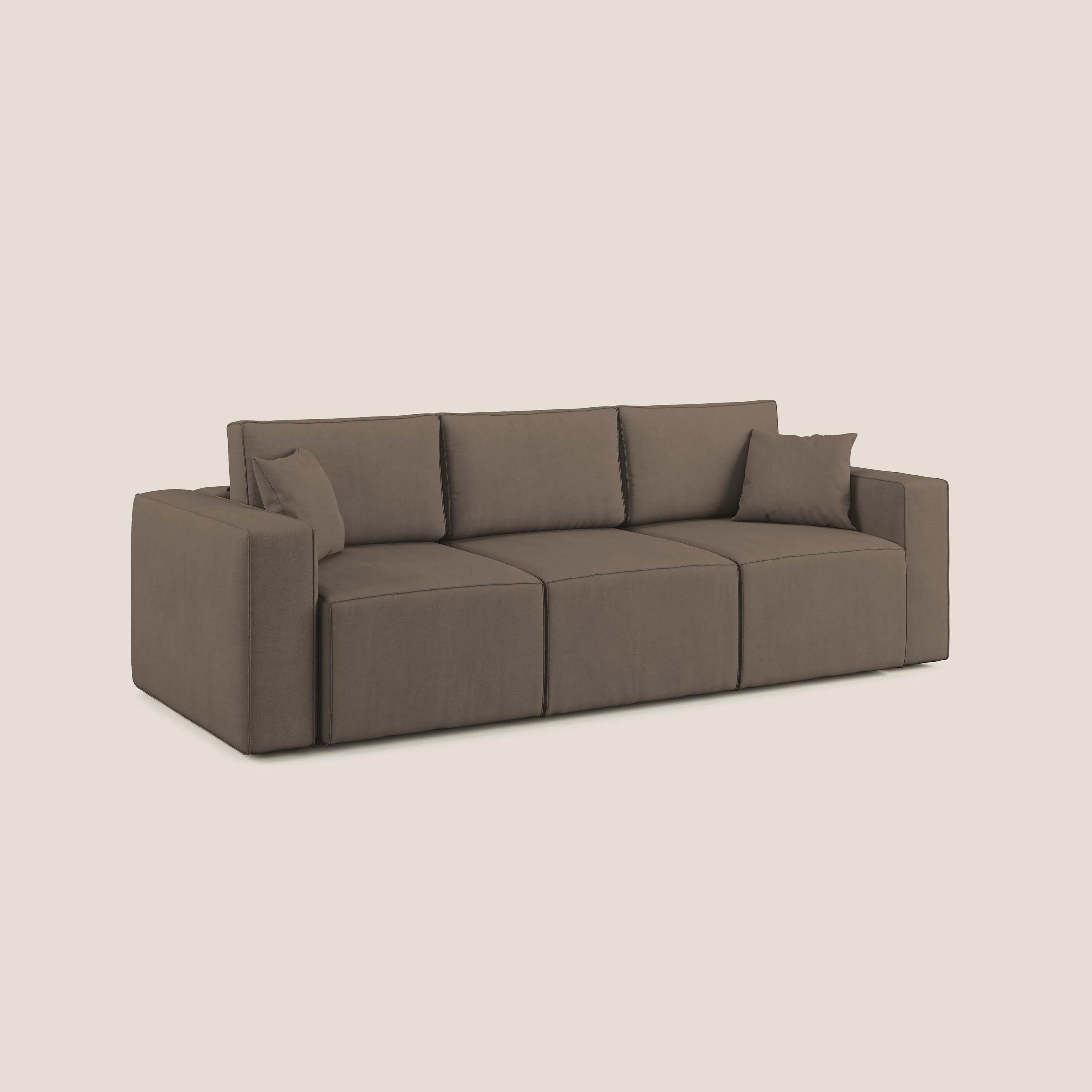 Morfeo Canapé avec 3 assises extractibles en tissu doux imperméable T02 marron - Image 3
