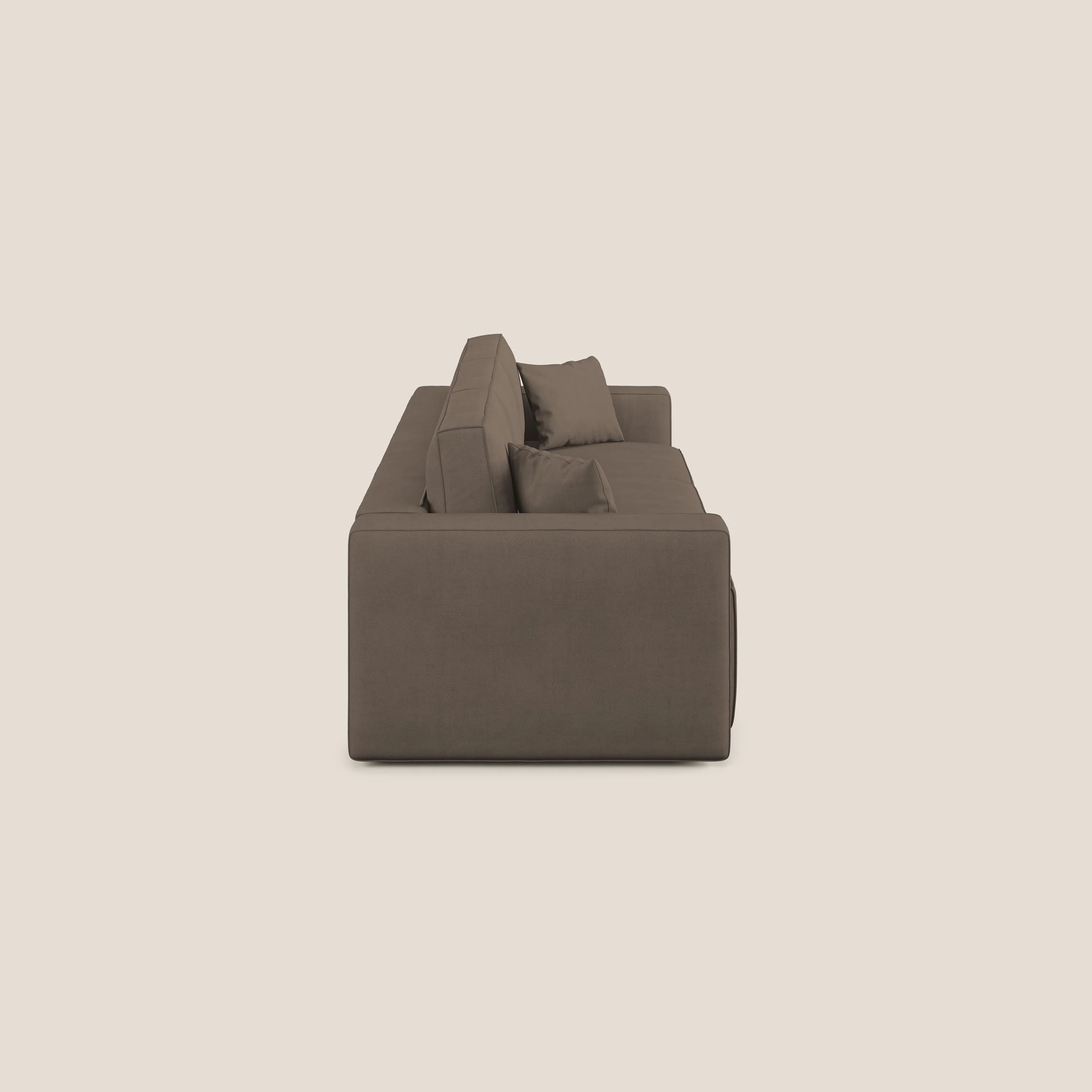 Morfeo Canapé avec 3 assises extractibles en tissu doux imperméable T02 marron - Image 4