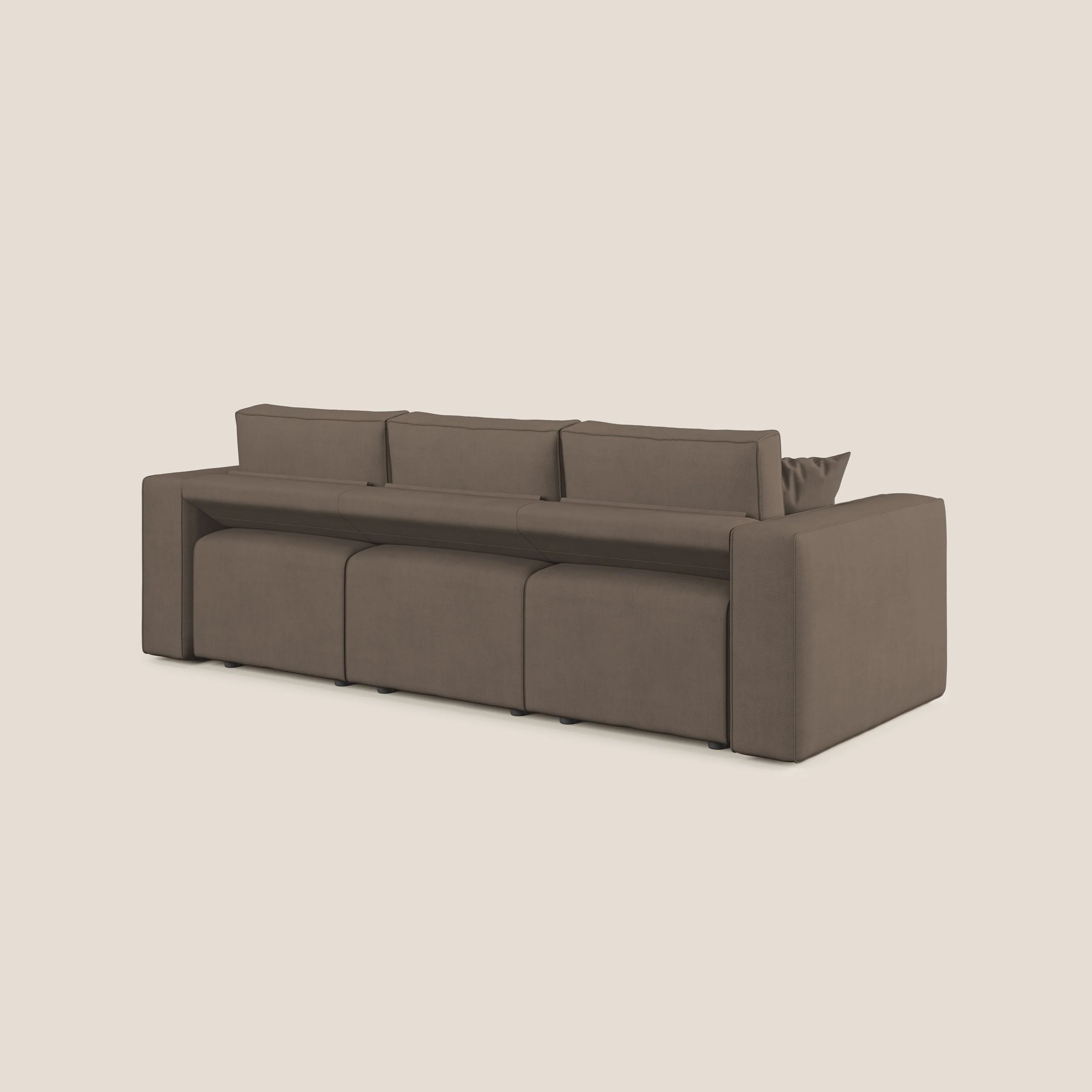 Morfeo Canapé avec 3 assises extractibles en tissu doux imperméable T02 marron - Image 5