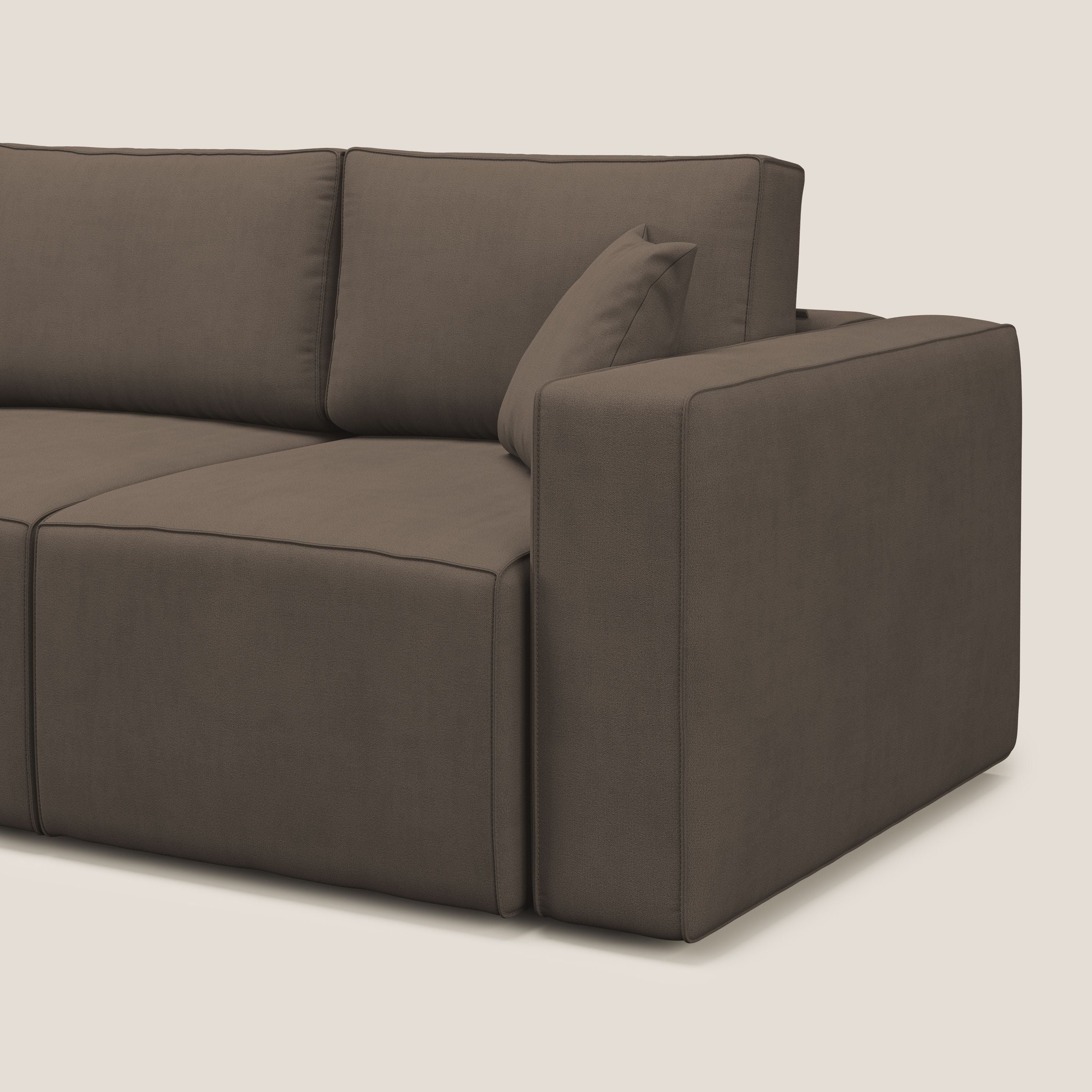 Morfeo Canapé avec 3 assises extractibles en tissu doux imperméable T02 marron - Image 8