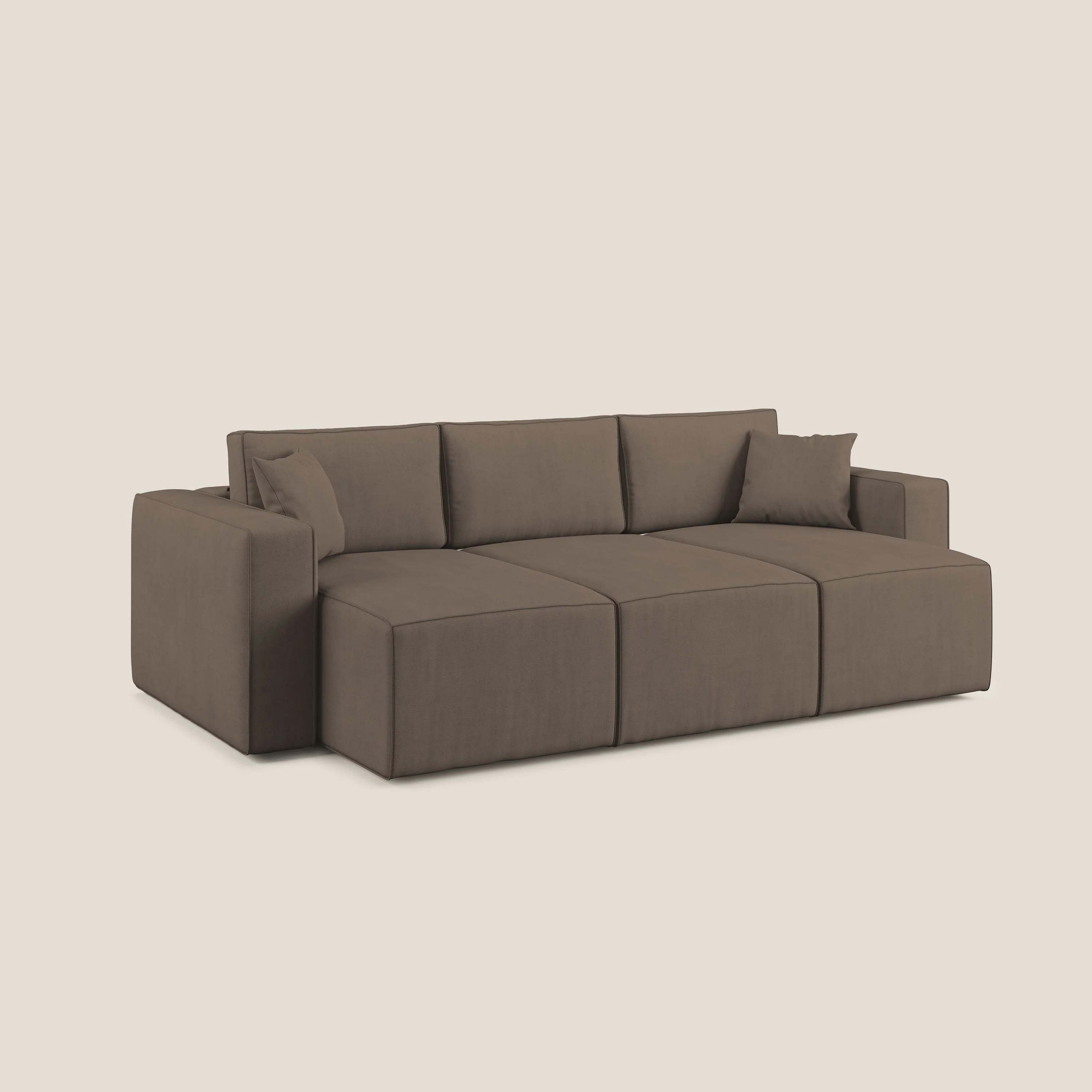 Morfeo Canapé avec 3 assises extractibles en tissu doux imperméable T02 marron - Image 9