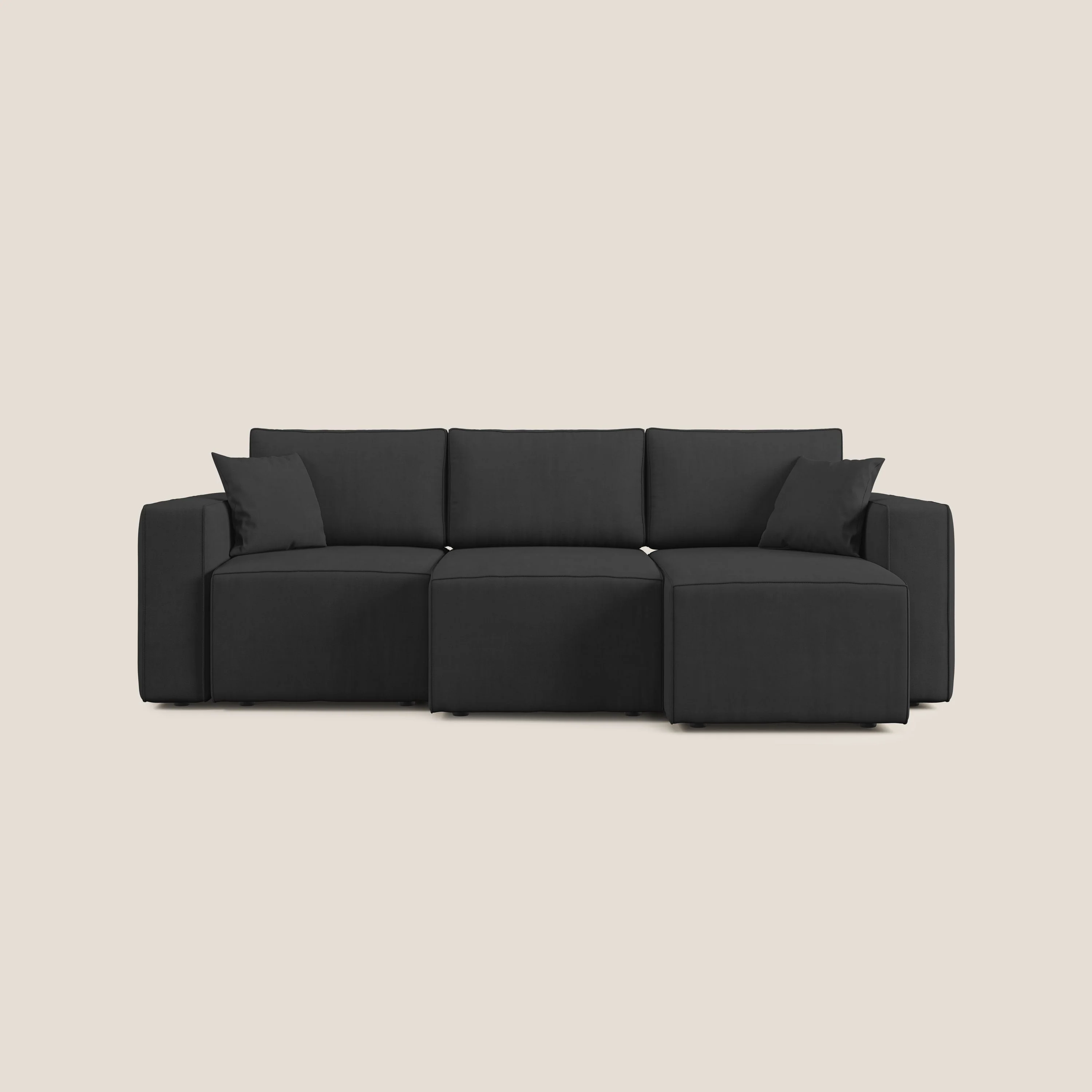 Morfeo Canapé avec 3 assises extractibles en tissu doux imperméable T02 noir - Image 10