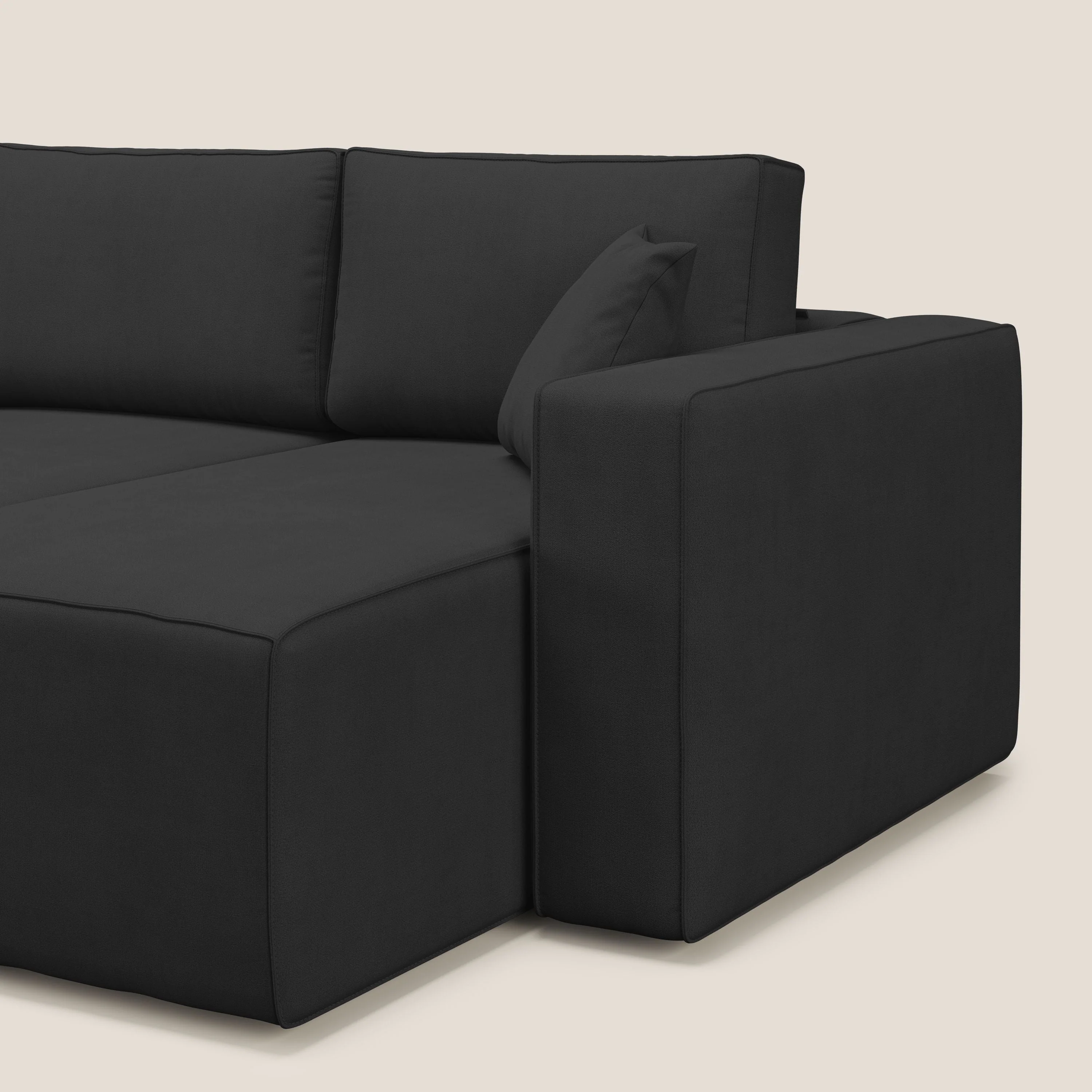Morfeo Canapé avec 3 assises extractibles en tissu doux imperméable T02 noir - Image 11