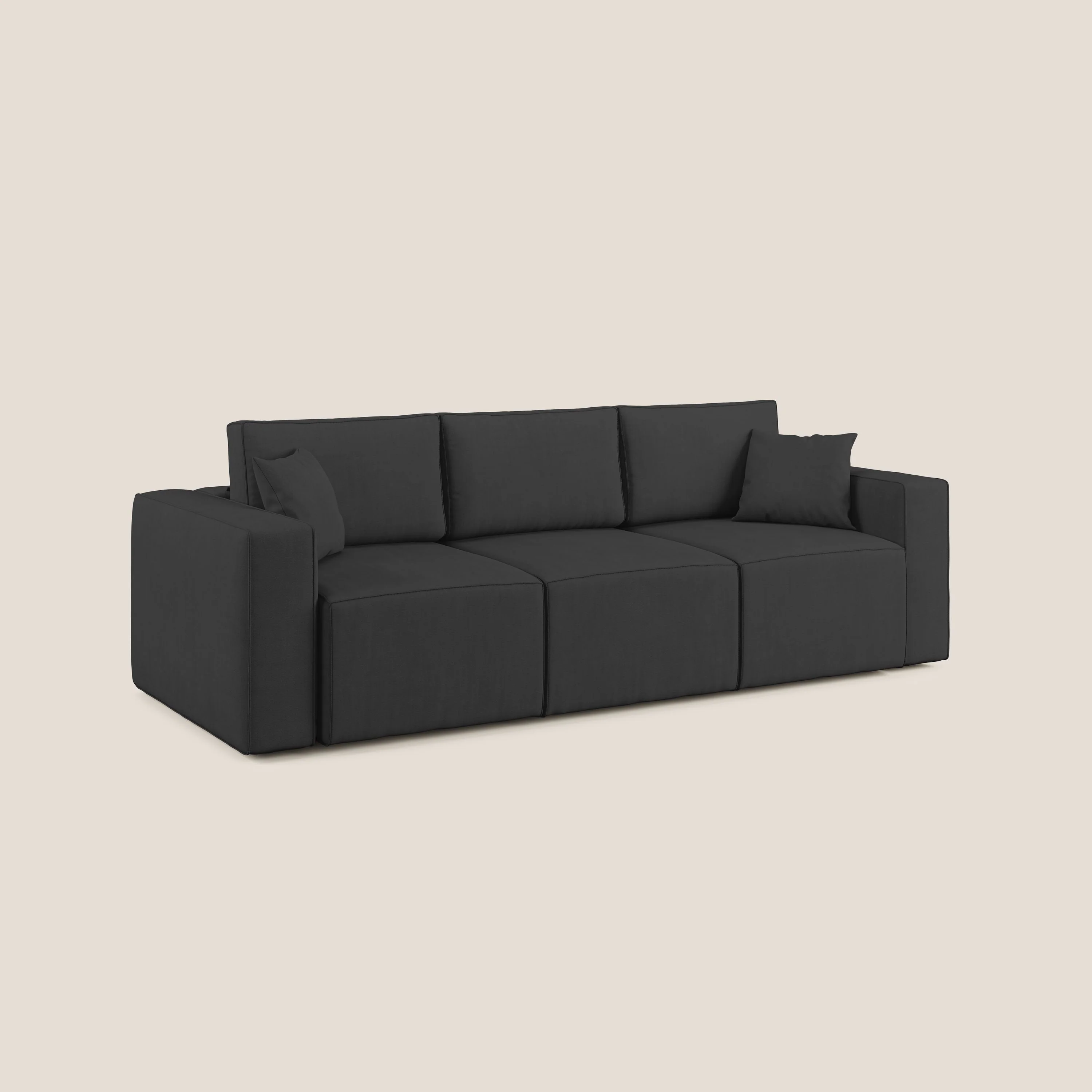 Morfeo Canapé avec 3 assises extractibles en tissu doux imperméable T02 noir - Image 3