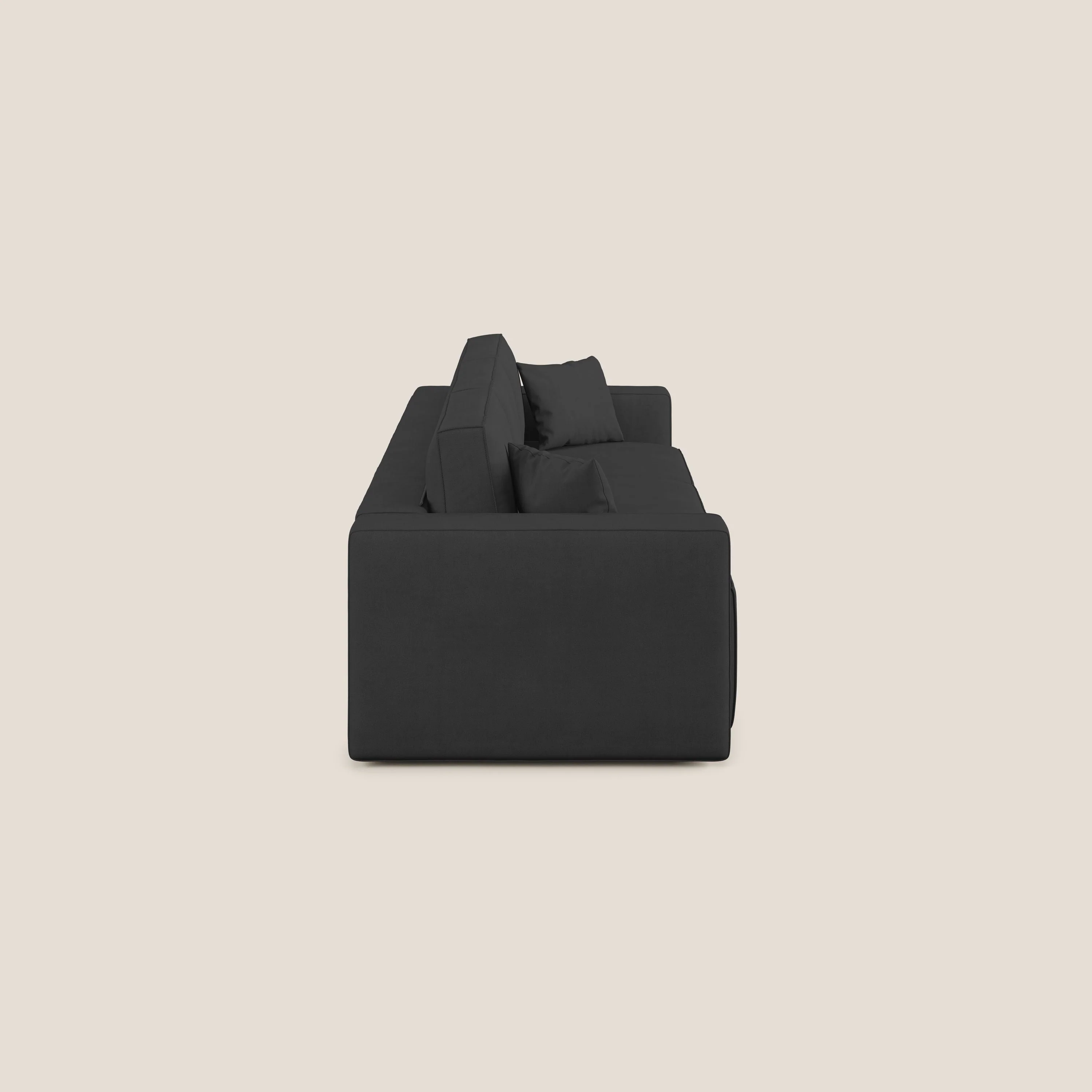 Morfeo Canapé avec 3 assises extractibles en tissu doux imperméable T02 noir - Image 4