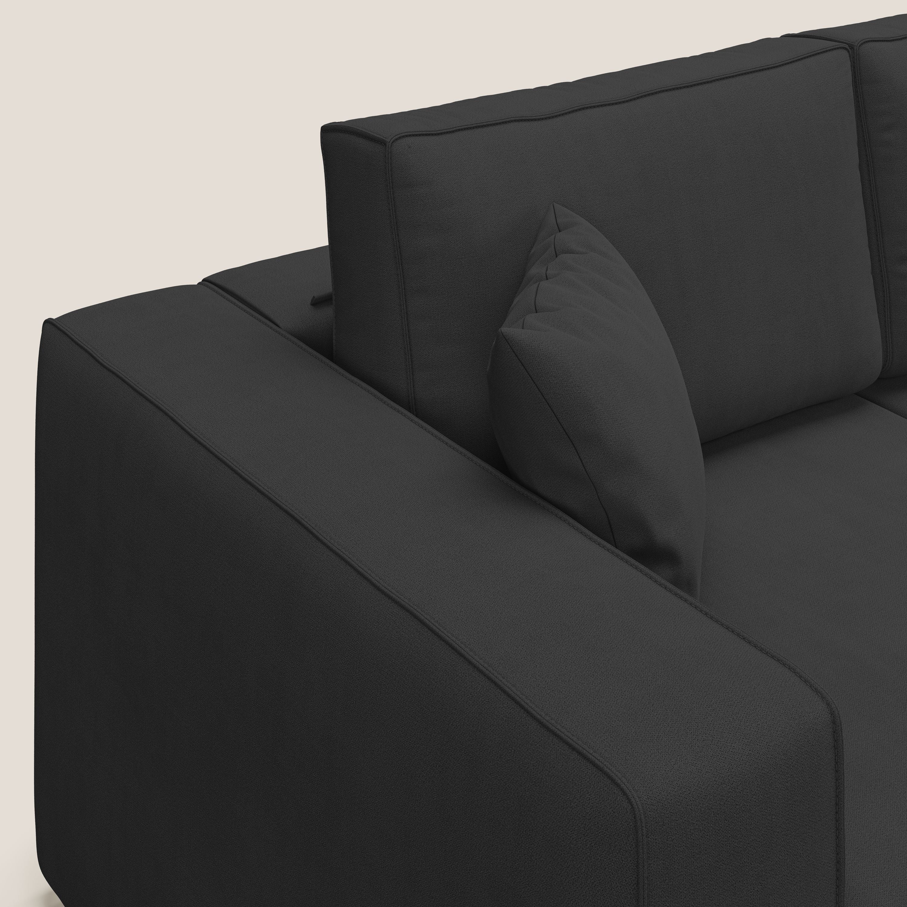Morfeo Canapé avec 3 assises extractibles en tissu doux imperméable T02 noir - Image 6