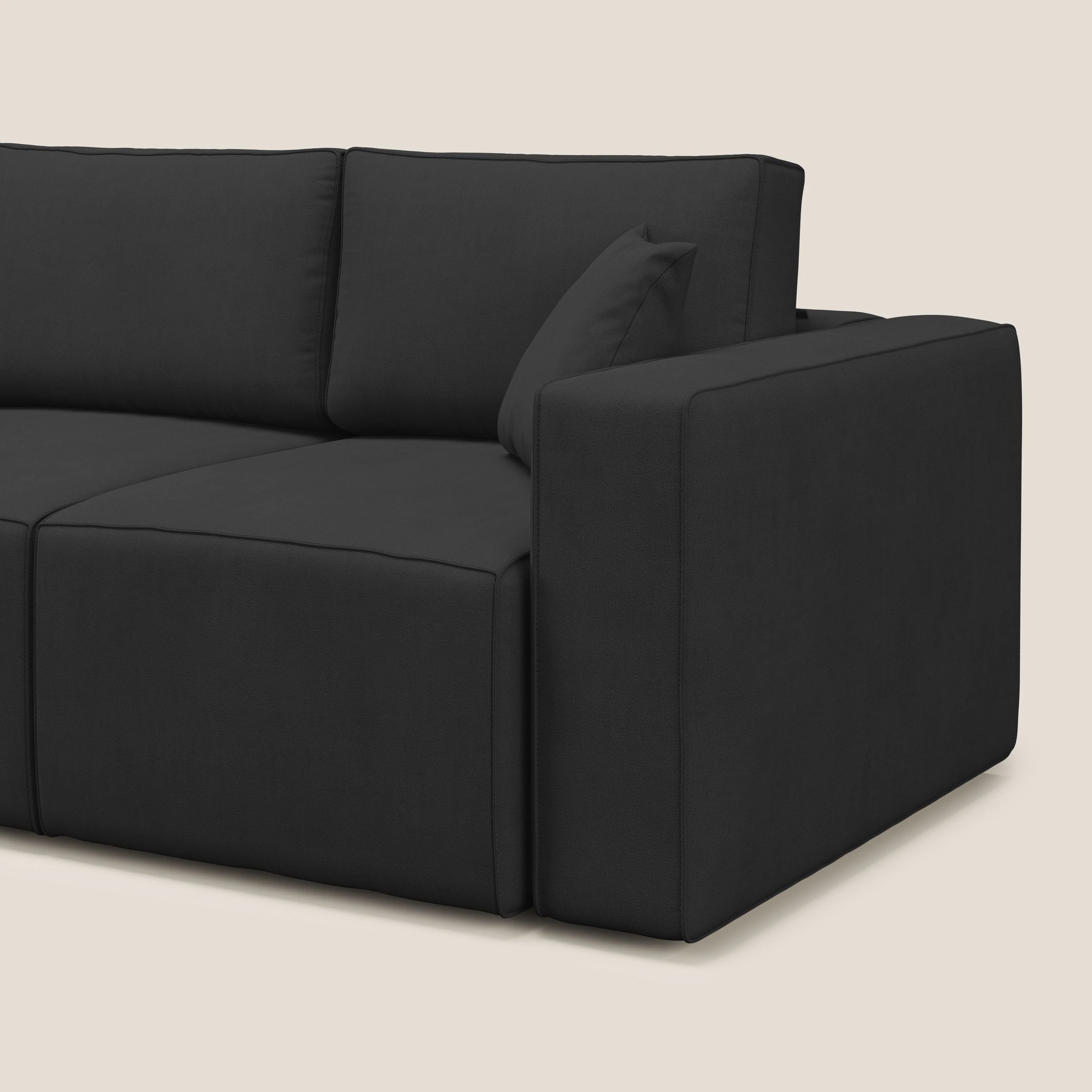 Morfeo Canapé avec 3 assises extractibles en tissu doux imperméable T02 noir - Image 8