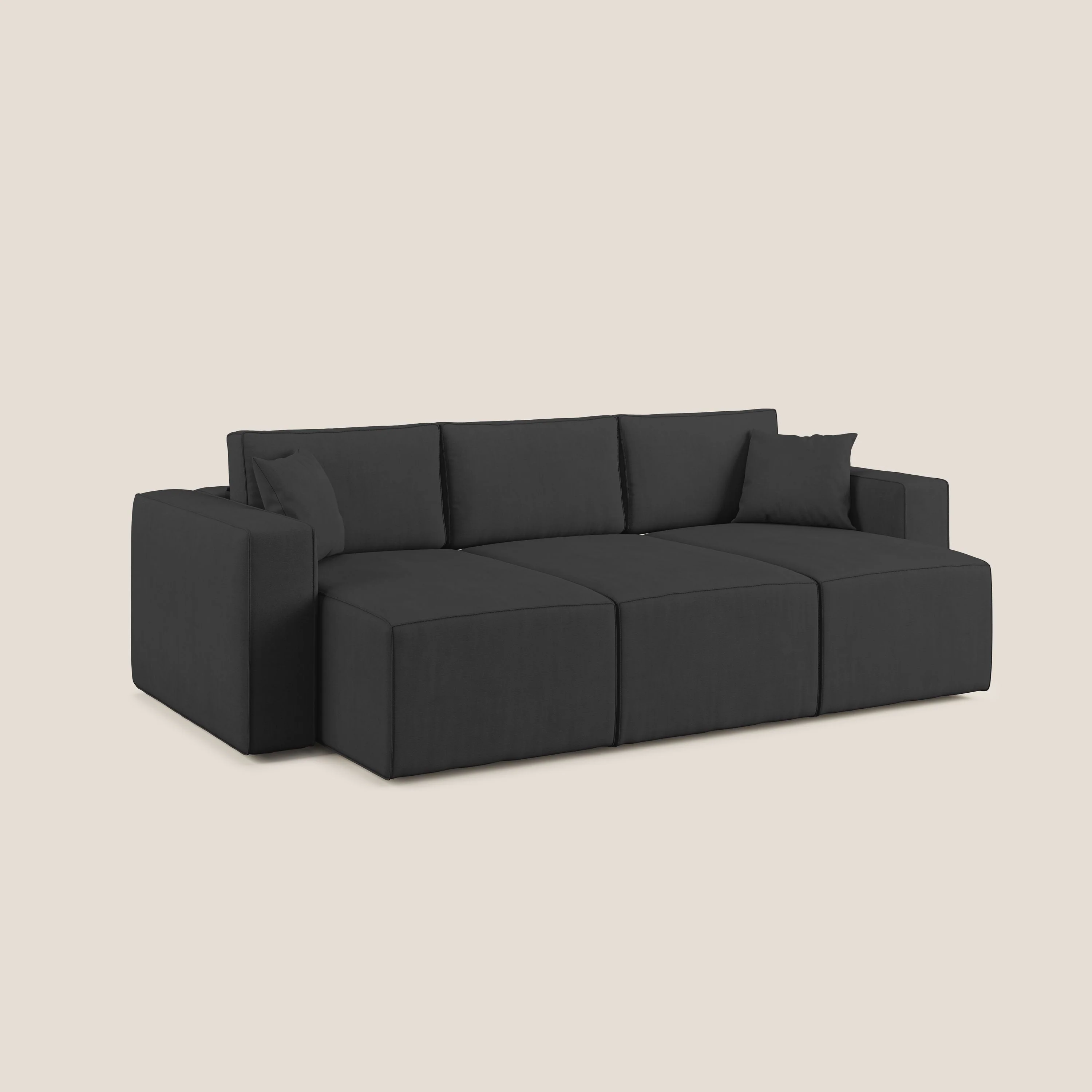 Morfeo Canapé avec 3 assises extractibles en tissu doux imperméable T02 noir - Image 9