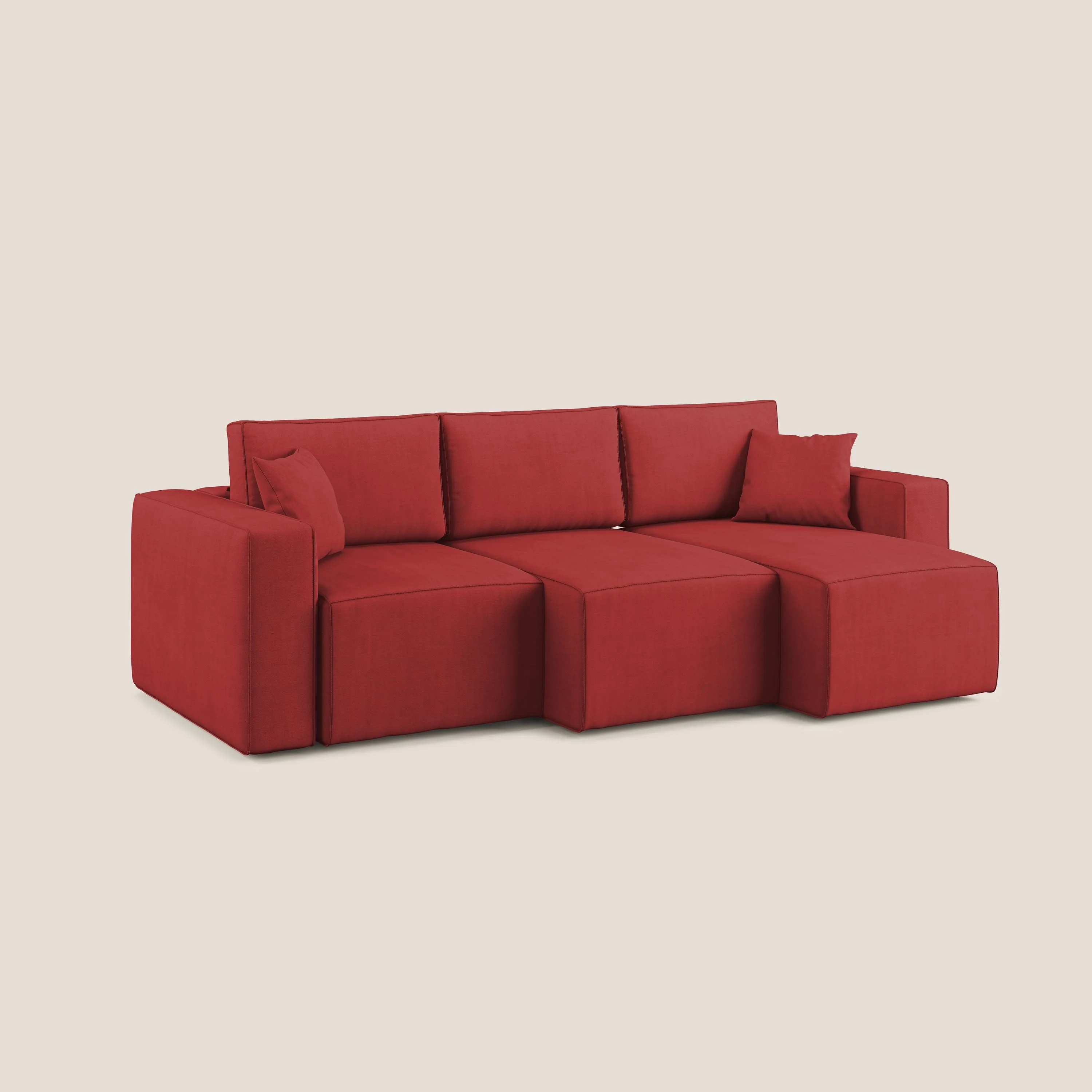 Morfeo Canapé avec 3 assises extractibles en tissu doux imperméable T02 rouge - Image 2