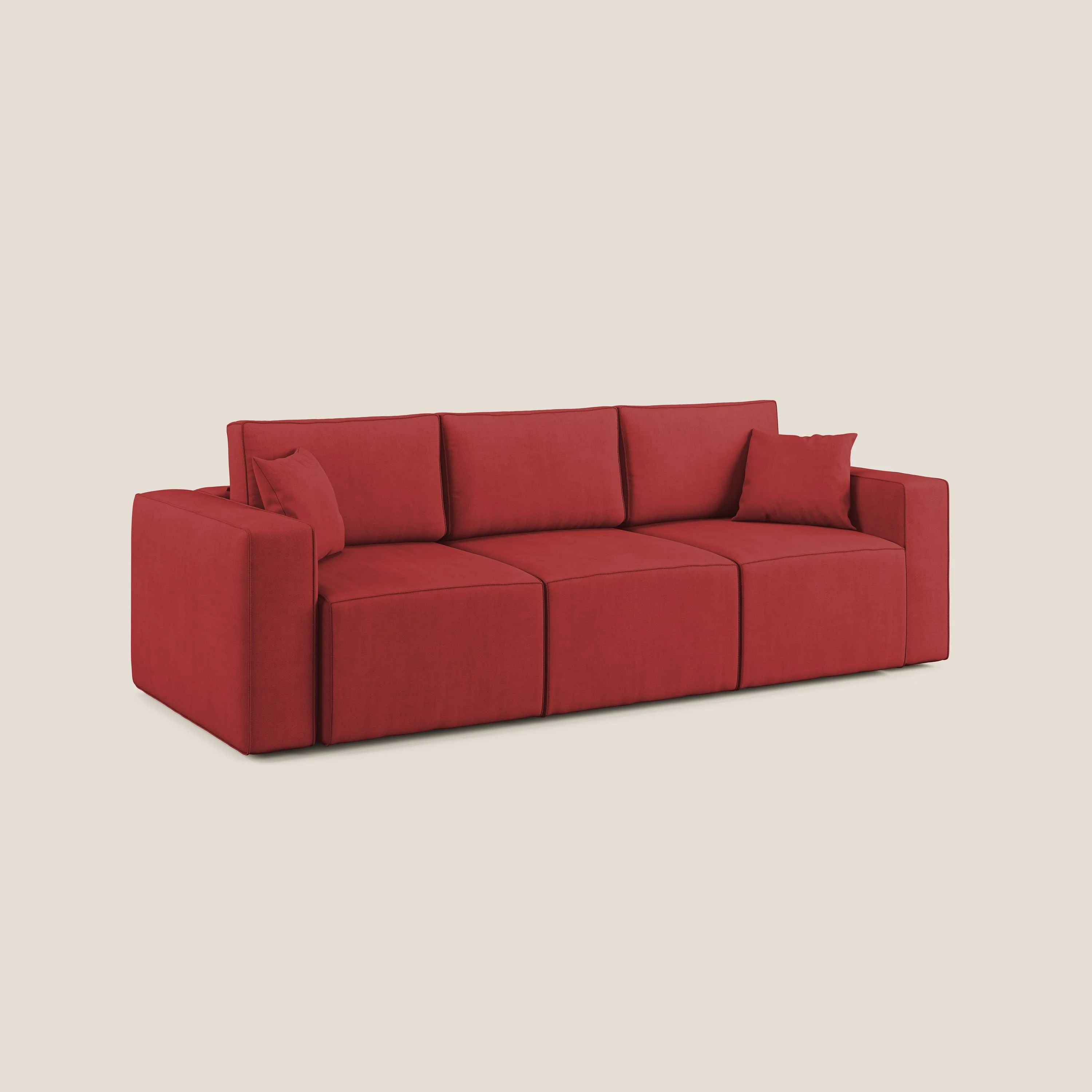 Morfeo Canapé avec 3 assises extractibles en tissu doux imperméable T02 rouge - Image 3