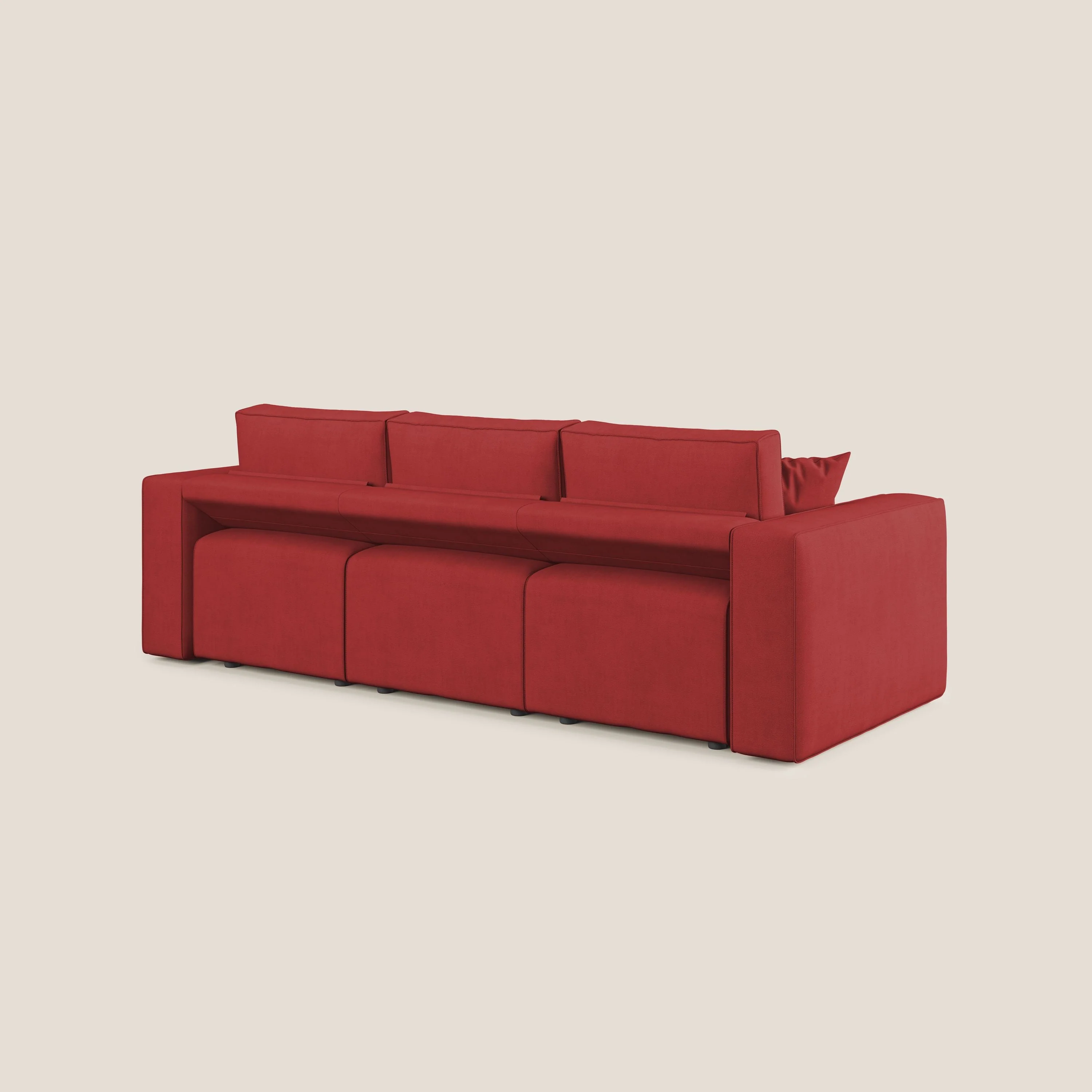 Morfeo Canapé avec 3 assises extractibles en tissu doux imperméable T02 rouge - Image 5