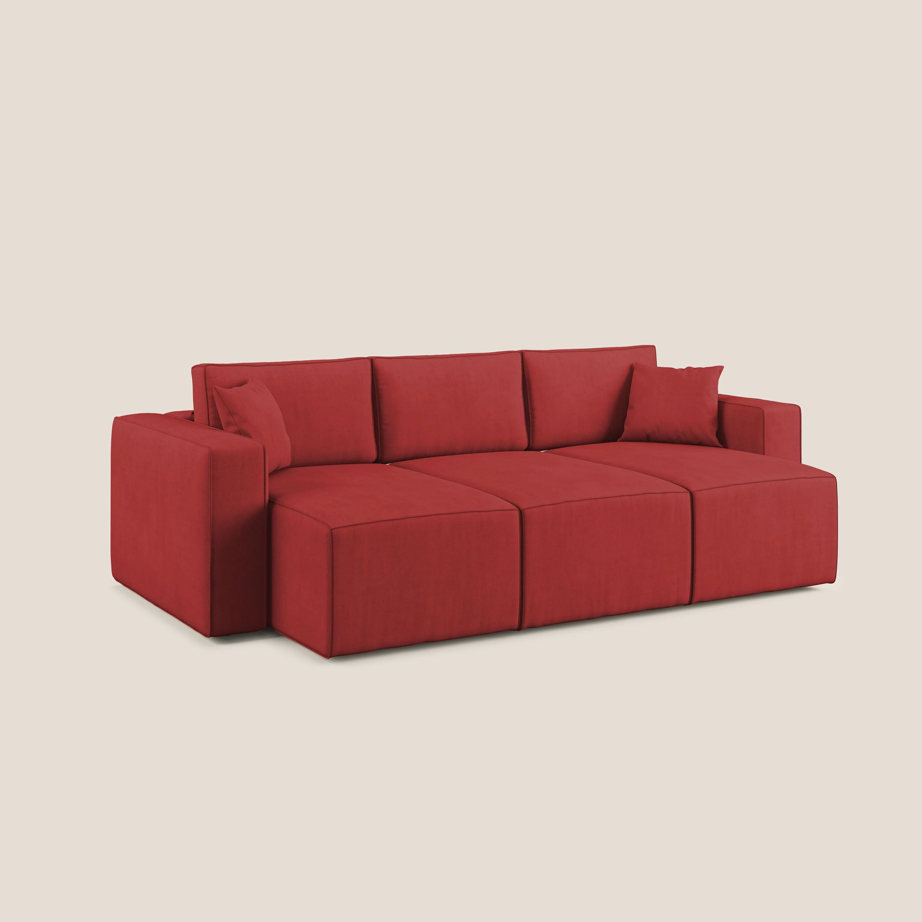 Morfeo Canapé avec 3 assises extractibles en tissu doux imperméable T02 rouge - Image 9