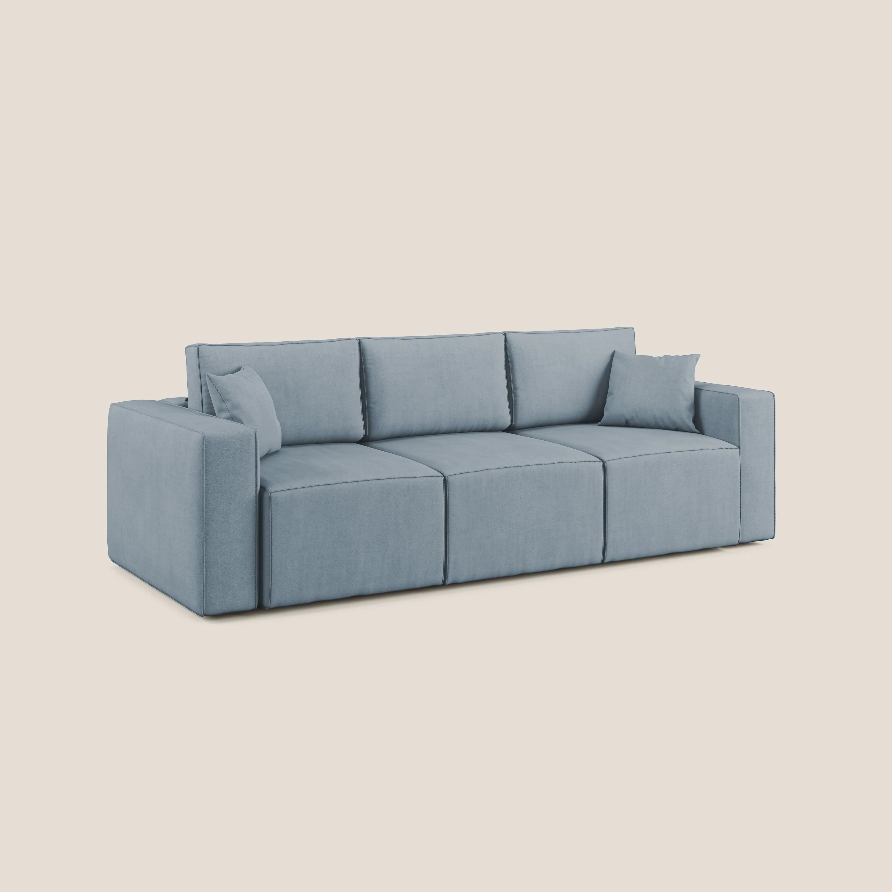 Morfeo Canapé avec 3 assises extractibles en tissu doux imperméable T02 bleu pastel - Image 3