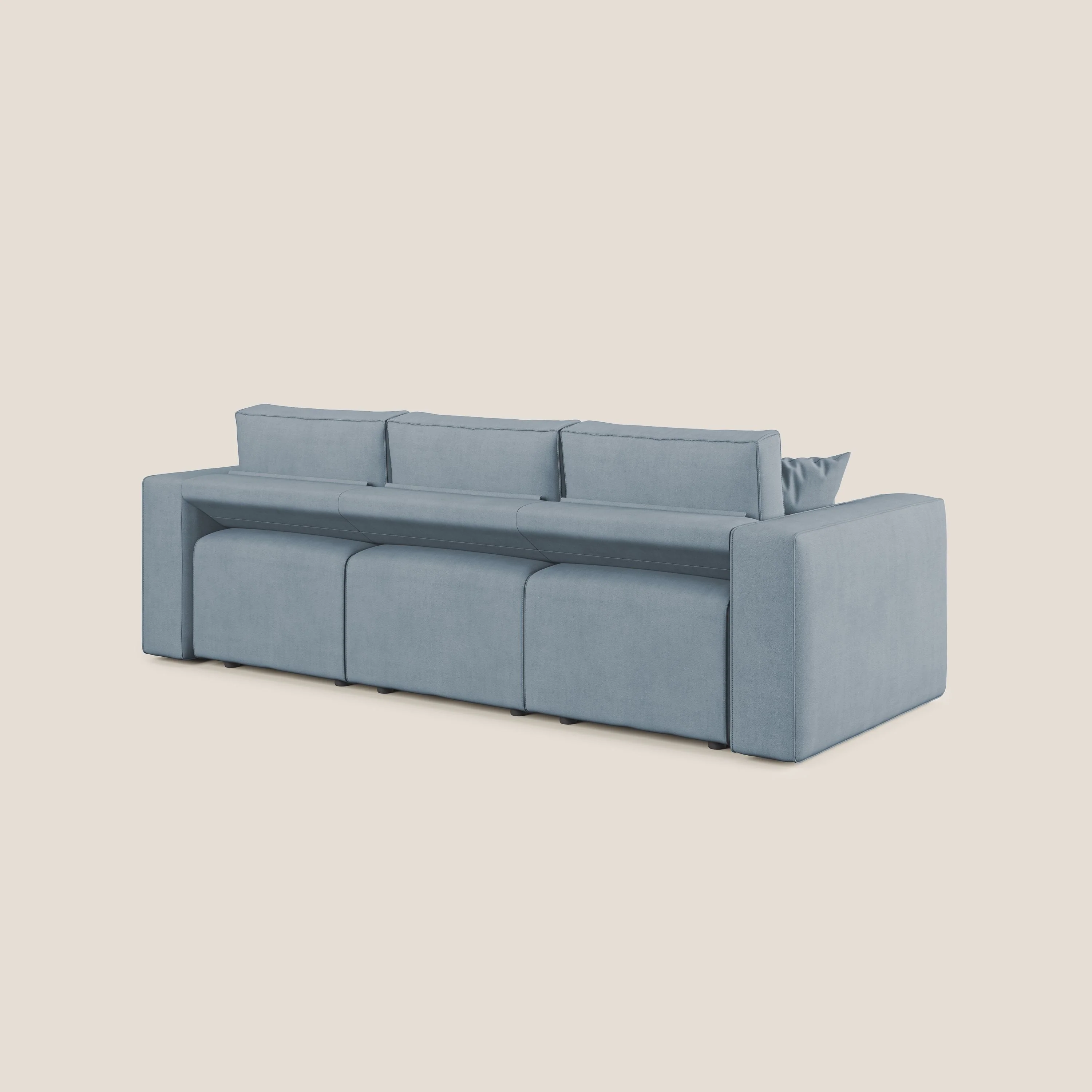 Morfeo Canapé avec 3 assises extractibles en tissu doux imperméable T02 bleu pastel - Image 5