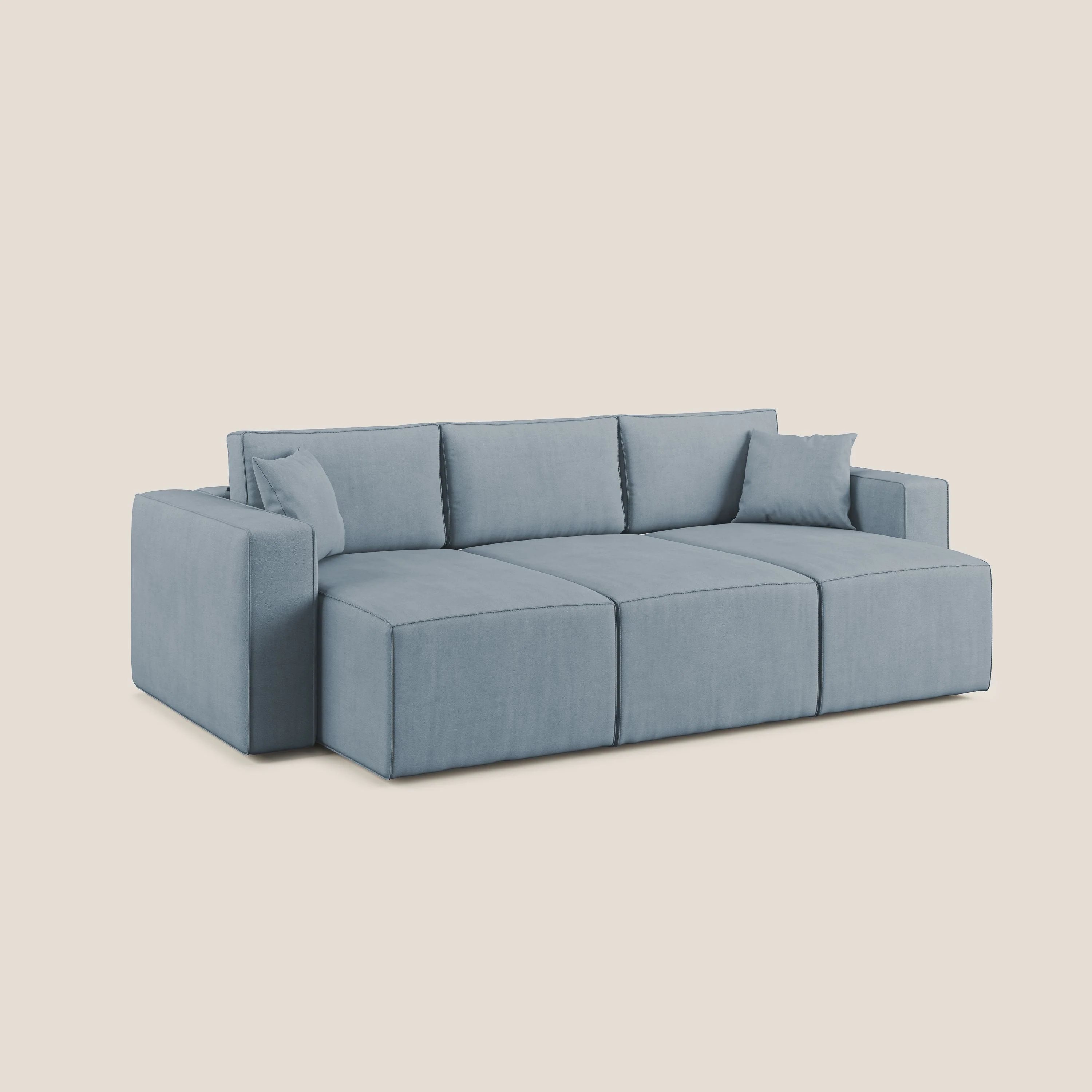 Morfeo Canapé avec 3 assises extractibles en tissu doux imperméable T02 bleu pastel - Image 9