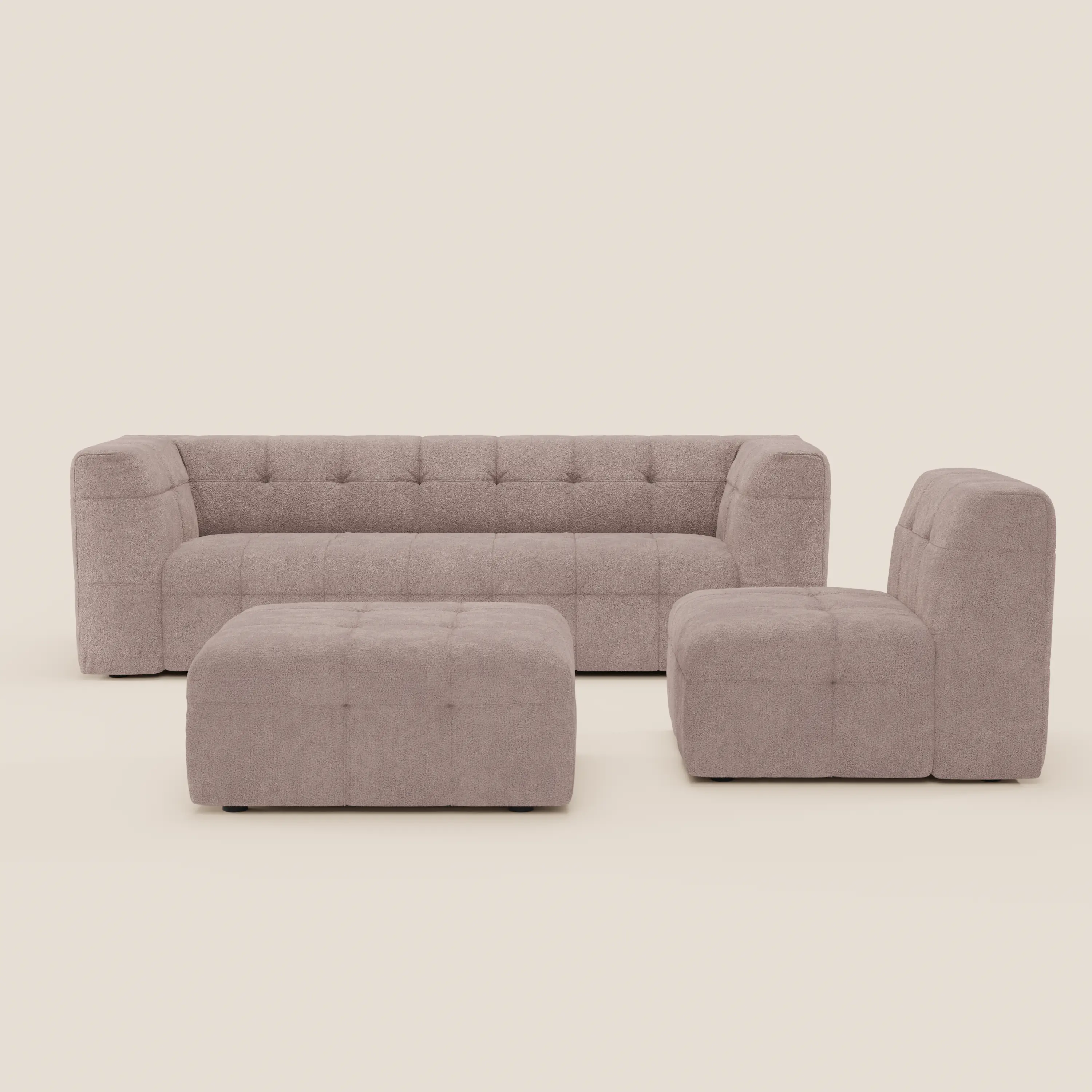 Mosaic canapé d'angle modulable en bouclé : capitonné et design en tissu détachable T21 - Image 100