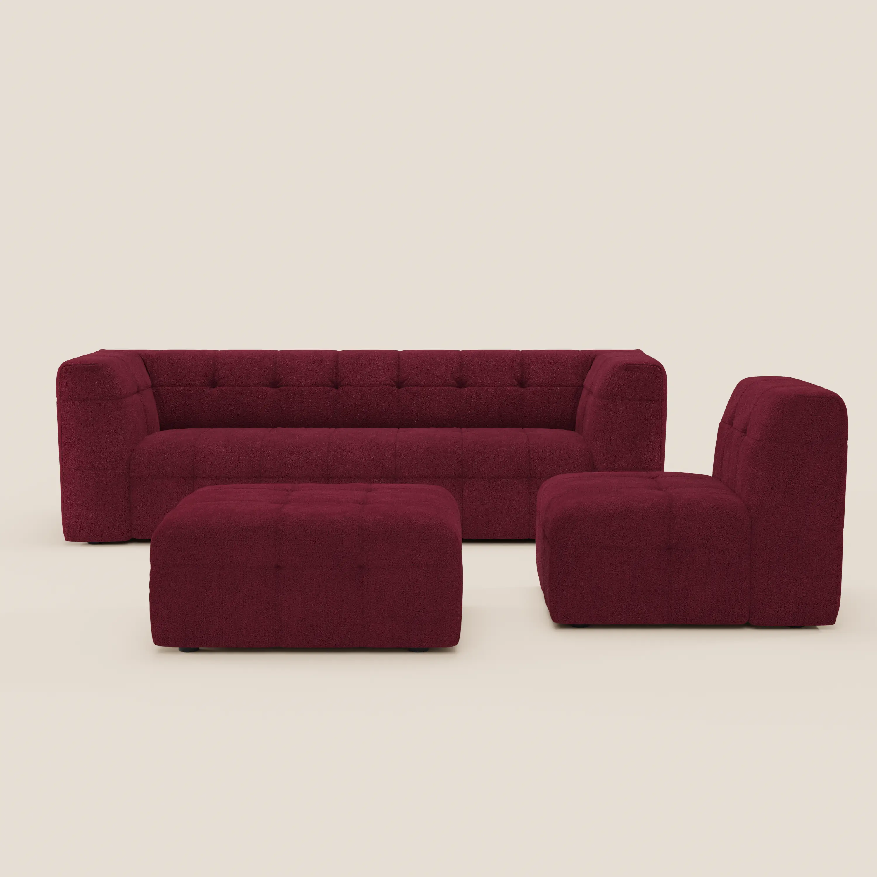 Mosaic canapé d'angle modulable en bouclé : capitonné et design en tissu détachable T21 - Image 111