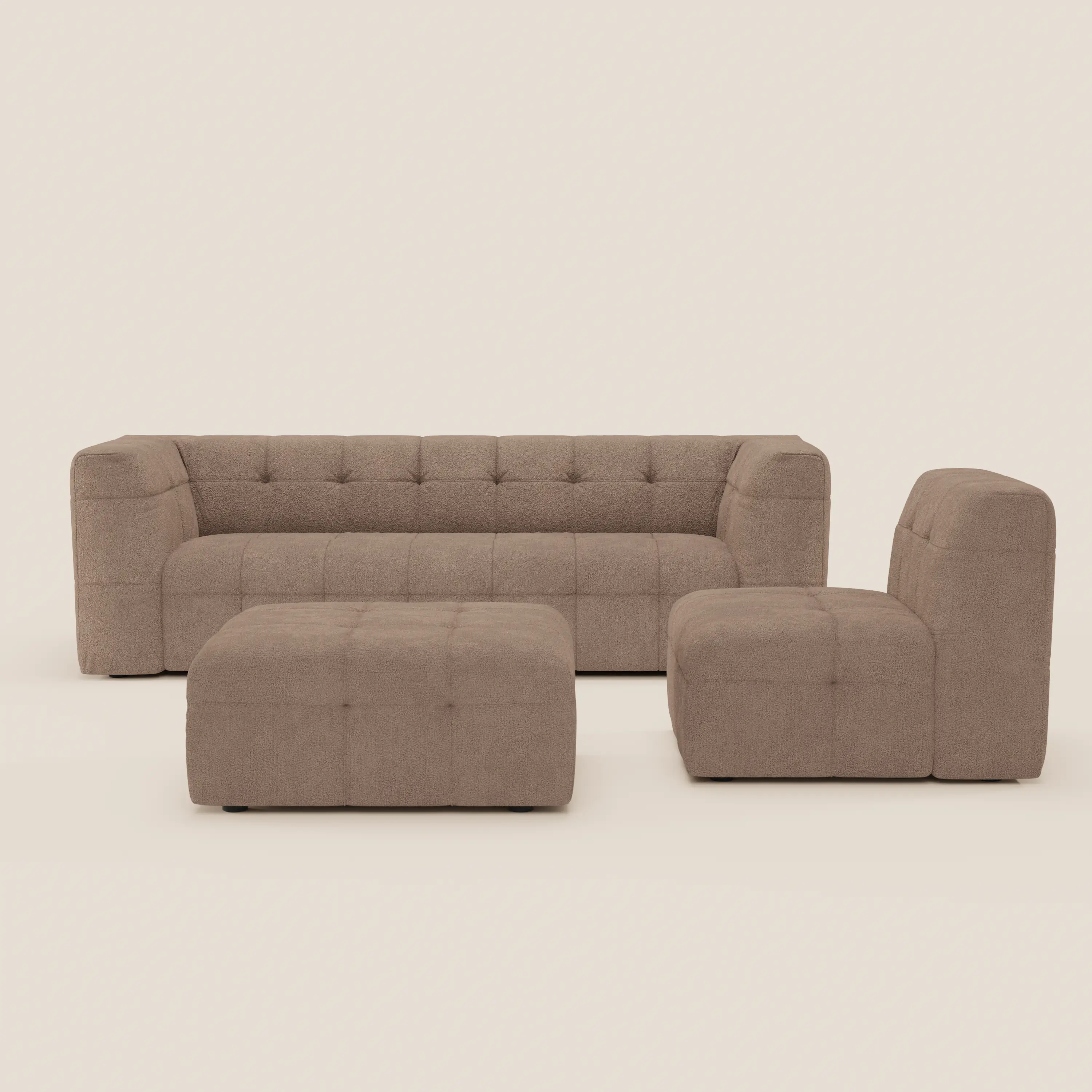Mosaic canapé d'angle modulable en bouclé : capitonné et design en tissu détachable T21 - Image 133